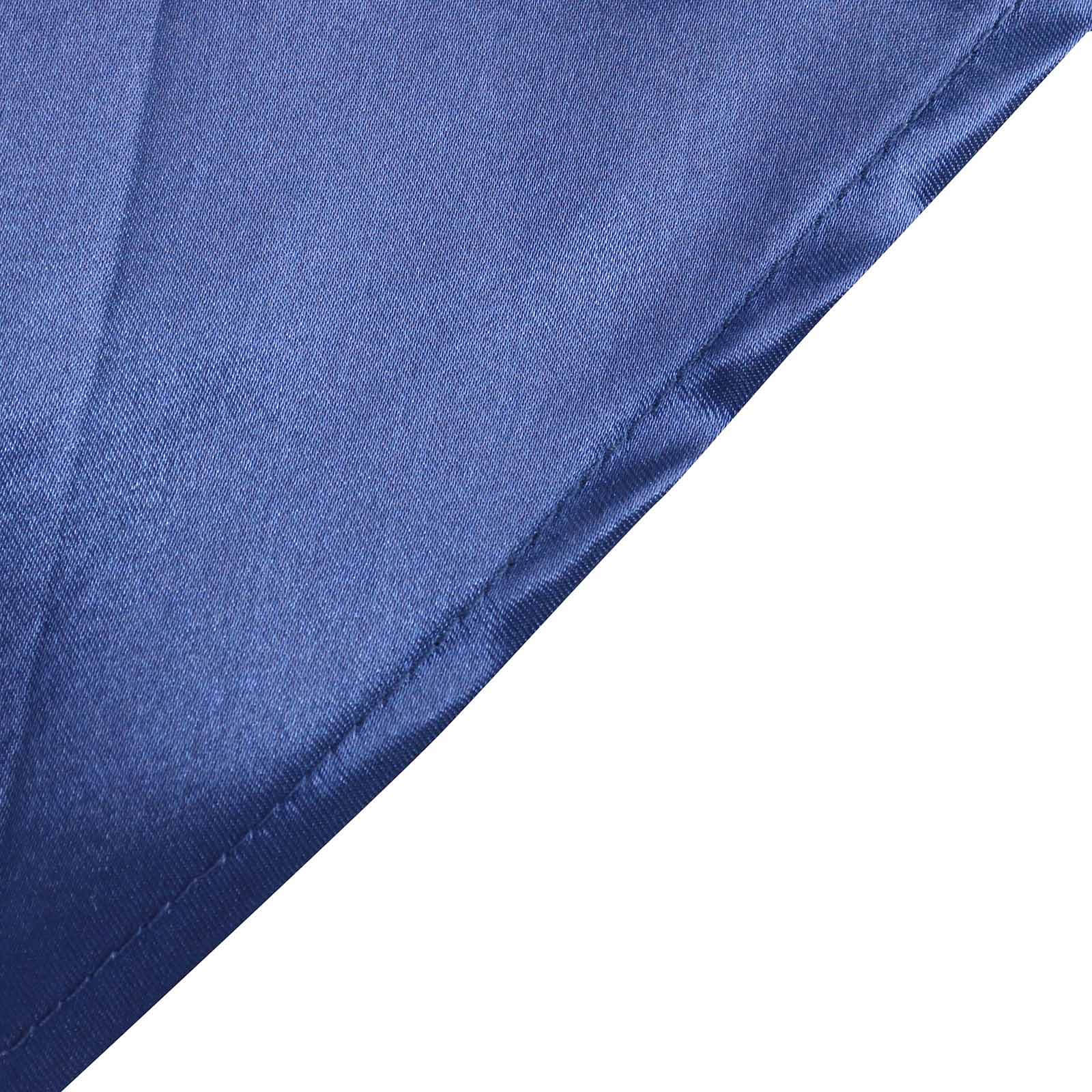 Satin 132" Round Tablecloth Navy Blue - Stylish Seamless Table Cover