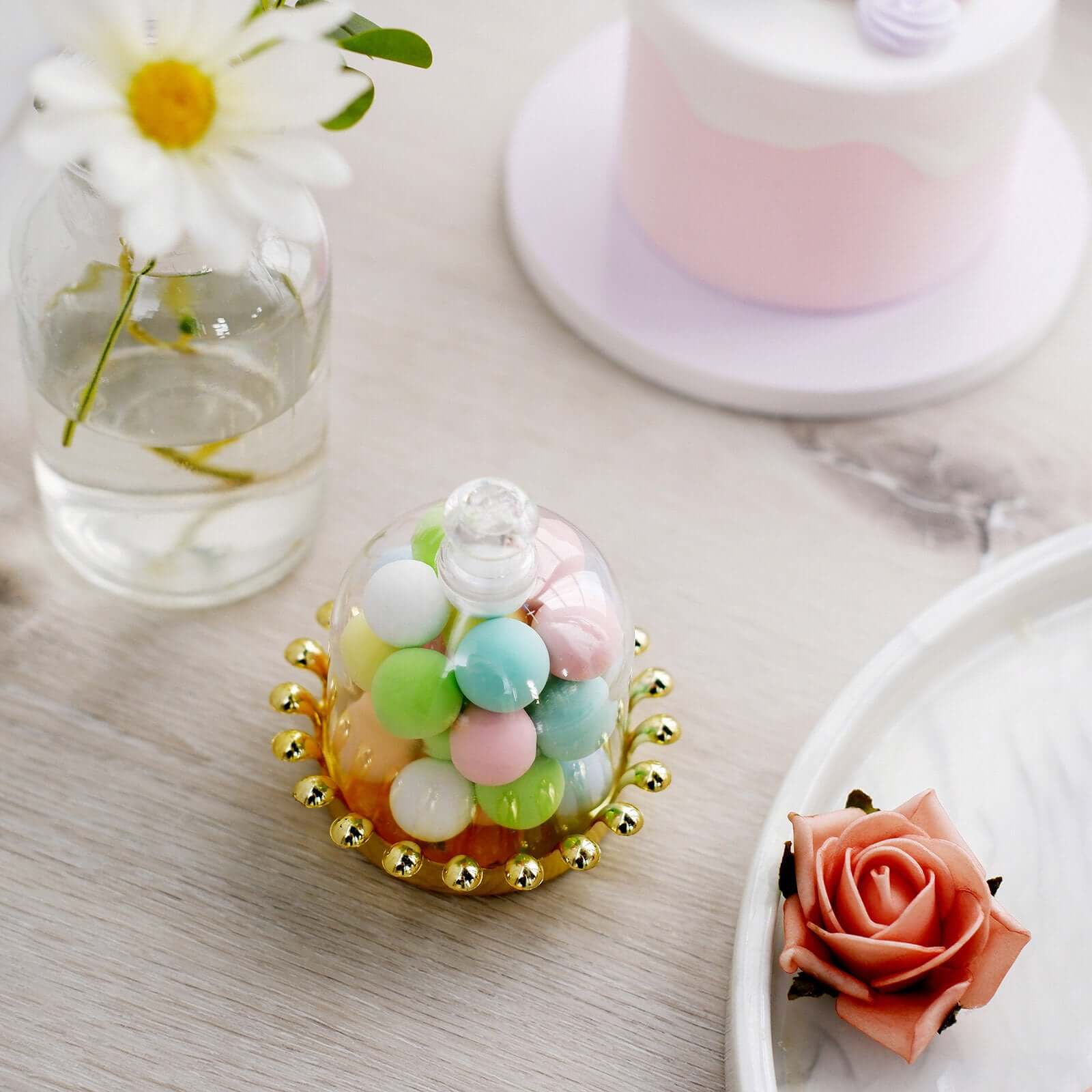 12 Pack 4" Clear Gold Mini Crown Treats Party Favor Boxes, Small Treats Jar Party Favor Boxes With Dome Lid