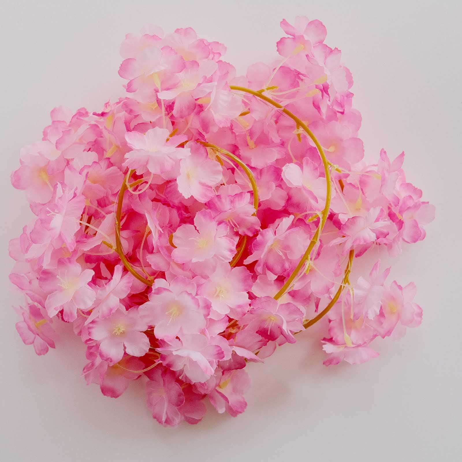 20 LED Garland Fairy String Lights Cherry Blossom Design Pink Warm White - Battery Operated Party Décor 6ft