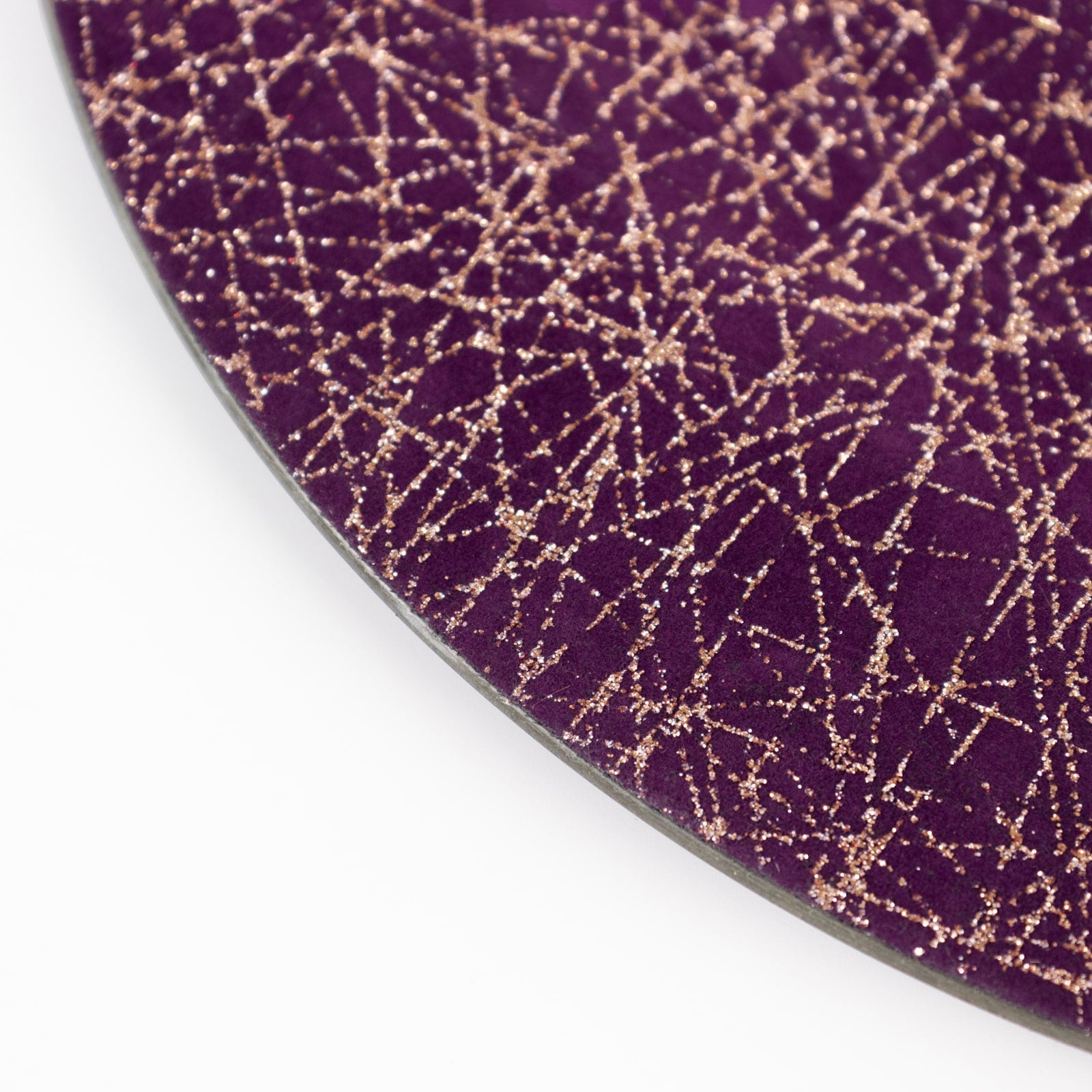 6-Pack Acrylic Round Charger Plates 13" in Purple with Gold Glitter Abstract Lines Pattern, Decorative Dinner Party Charger Tableware