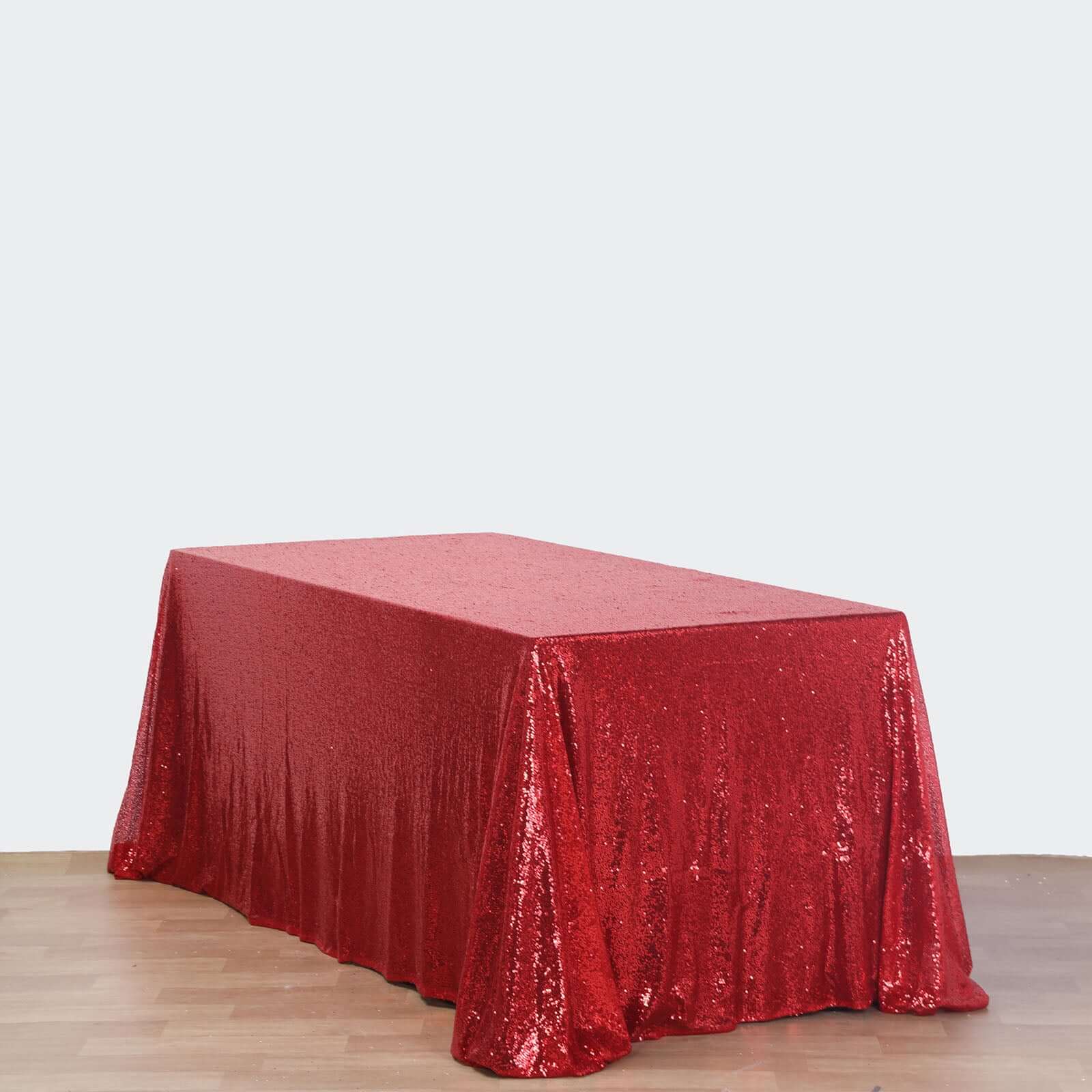 Sequin 90"x156" Rectangle Tablecloth Red - Seamless Twinkling Table Cover
