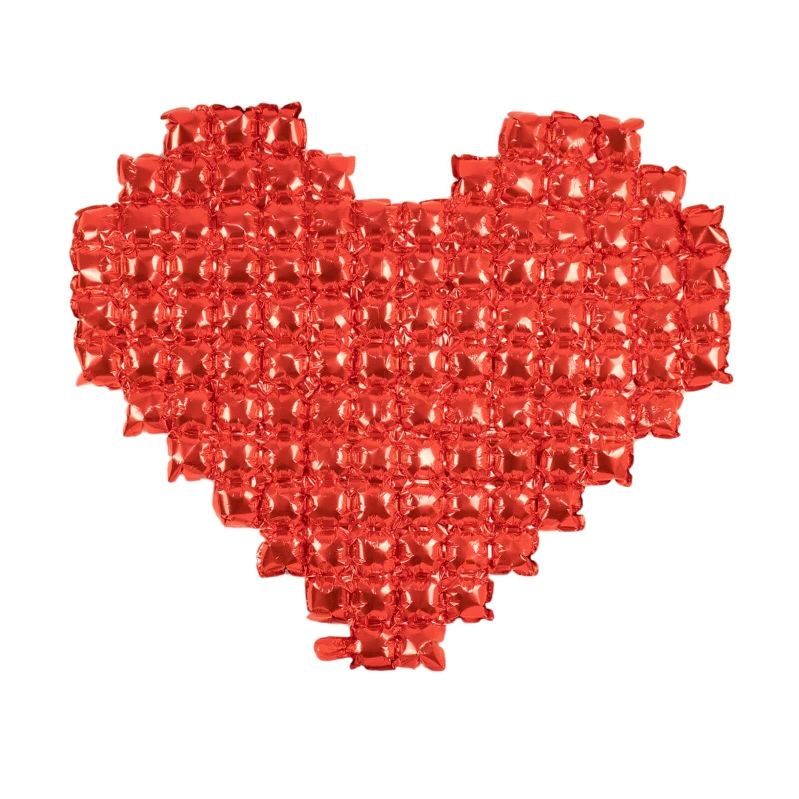 41"x36" Metallic Red Giant Heart Mylar Foil Balloon, Photo Backdrop Balloon Quilt