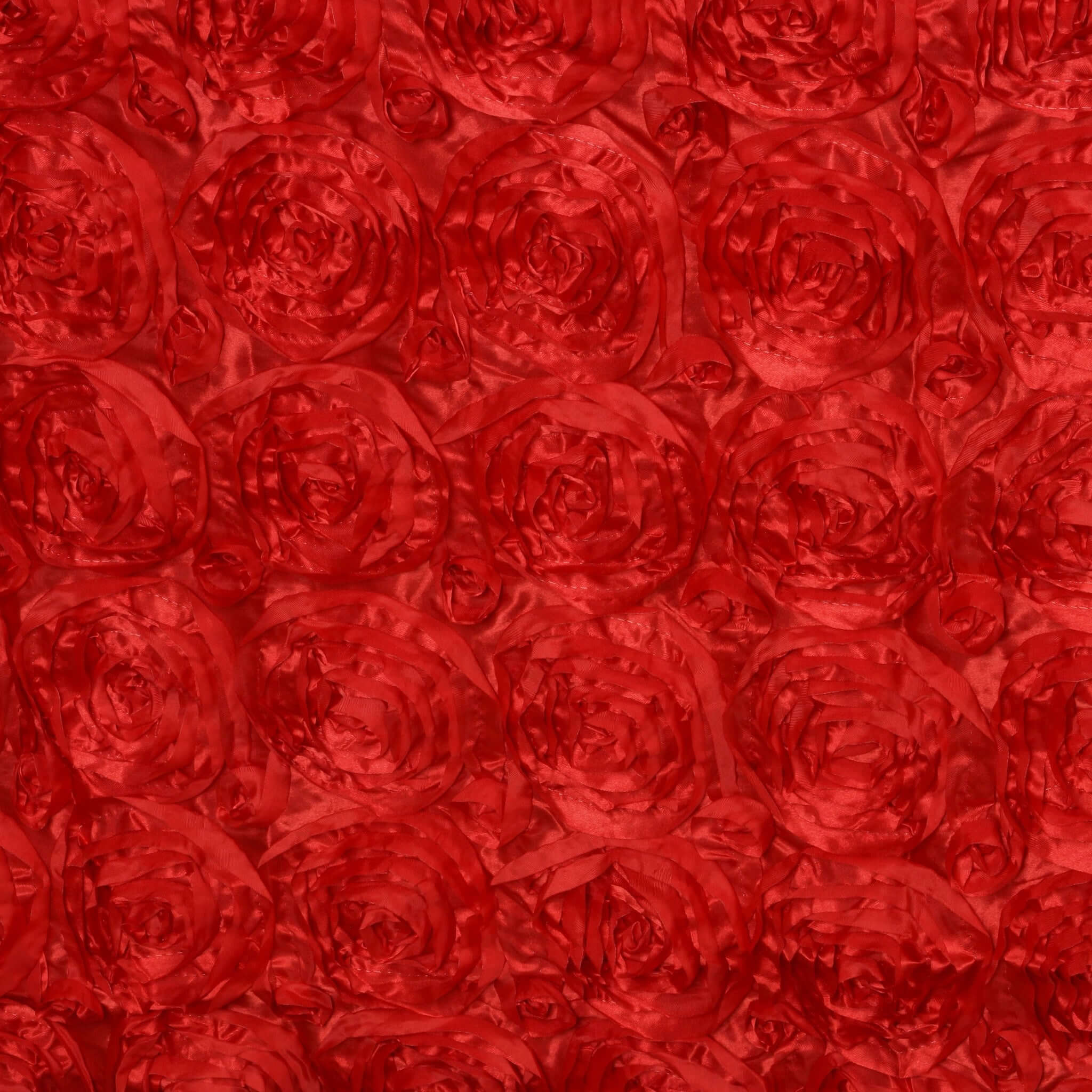Satin 90"x156" Rectangle Tablecloth Red - Grandiose 3D Rosette Table Cover with Seamless Finish