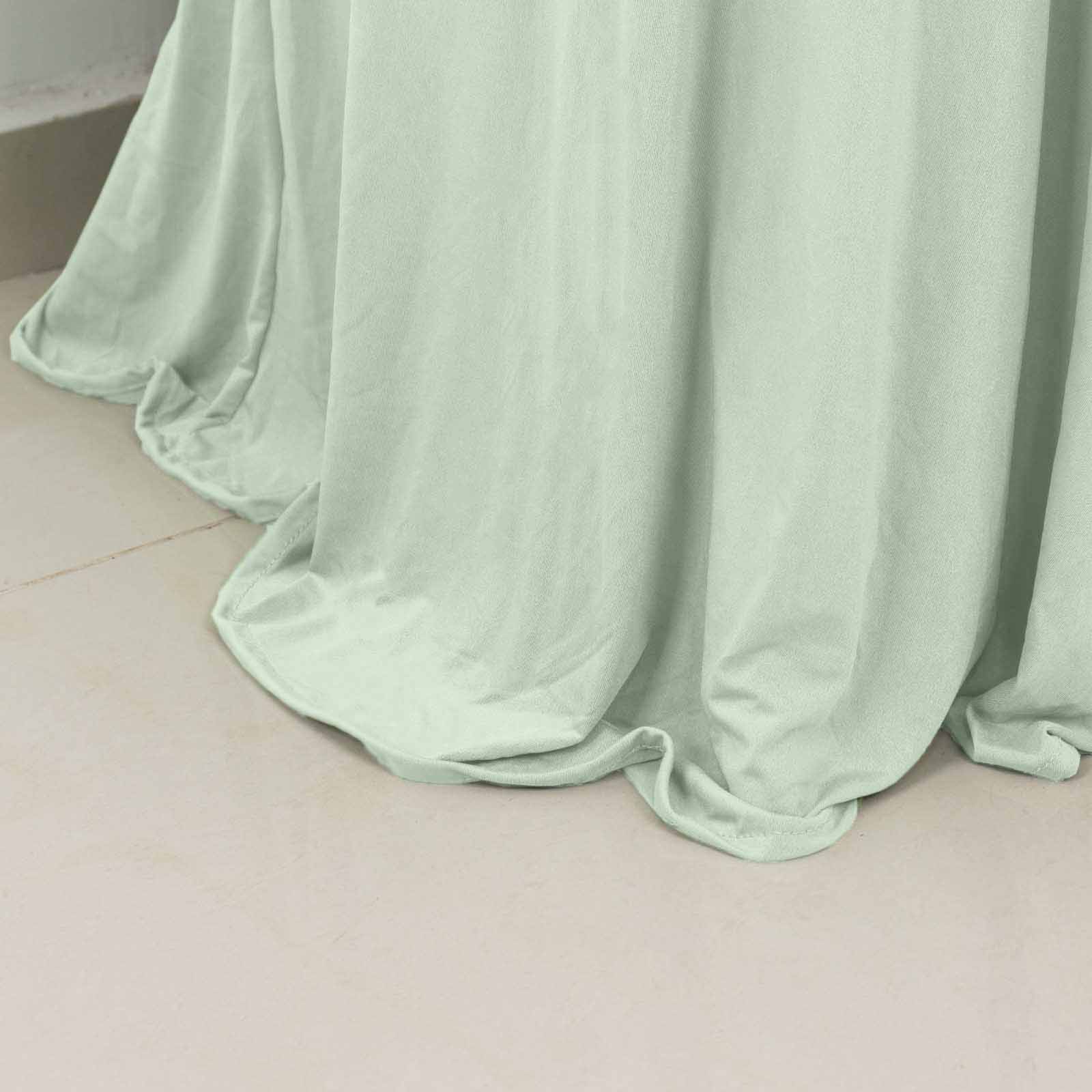 Spandex 32" Round Cocktail Table Cover Skirt Sage Green With Natural Wavy Drapes