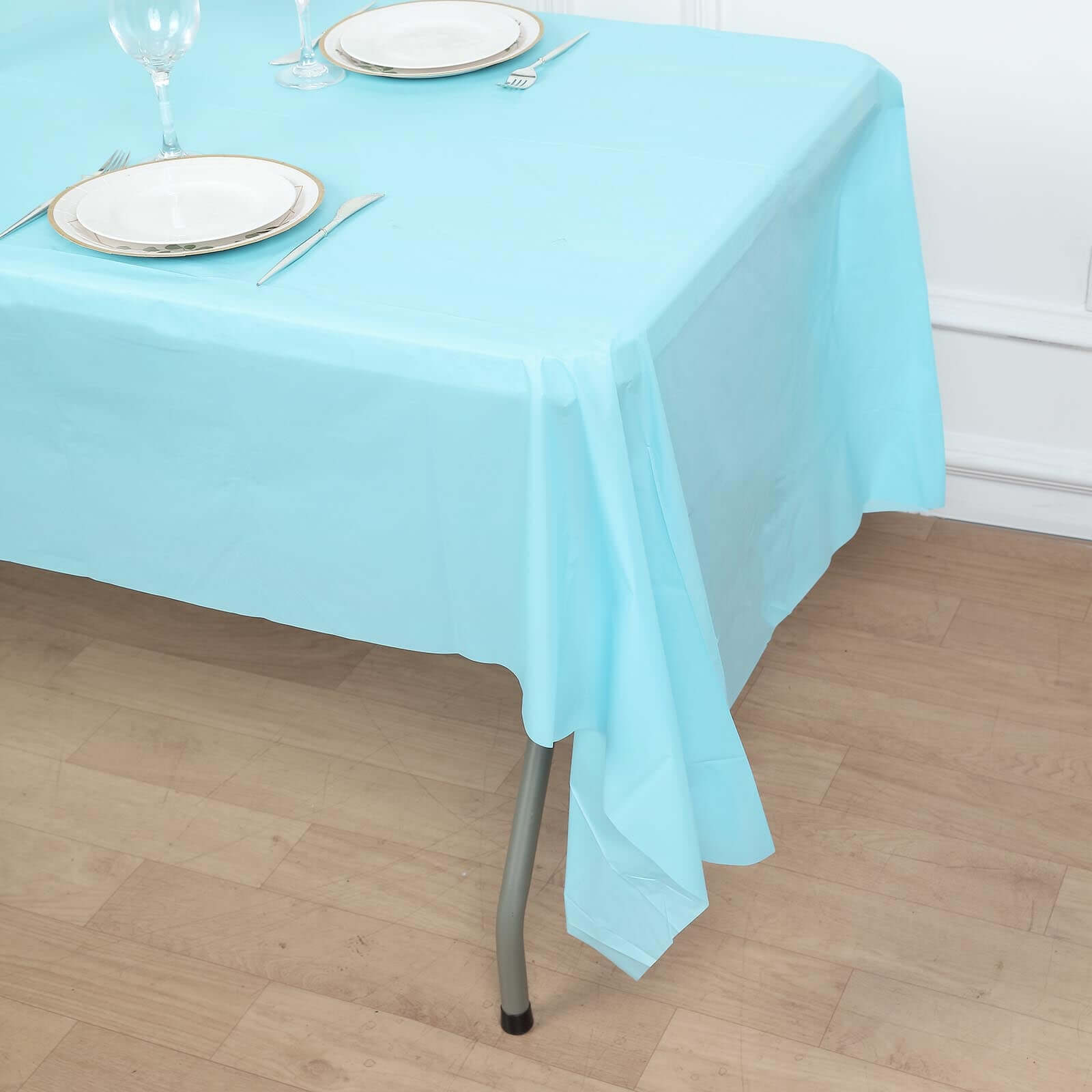 Plastic Table Cover Serenity Blue Rectangle - Lightweight PVC Disposable Tablecloth 54"x108"