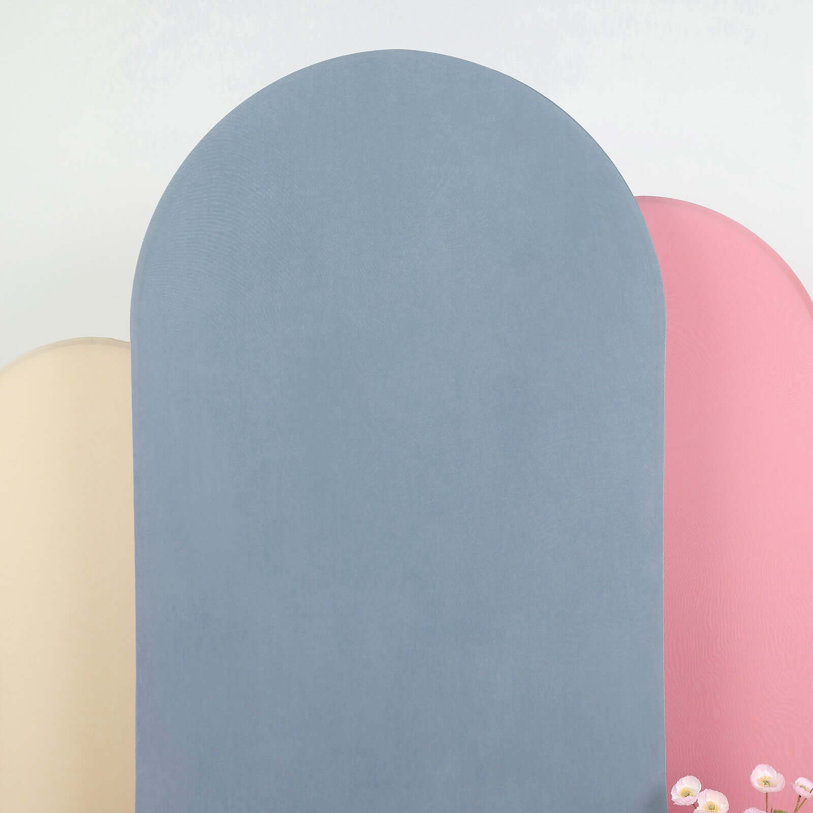 7ft Matte Dusty Blue Spandex Fitted Chiara Backdrop Stand Cover For Round Top Wedding Arch