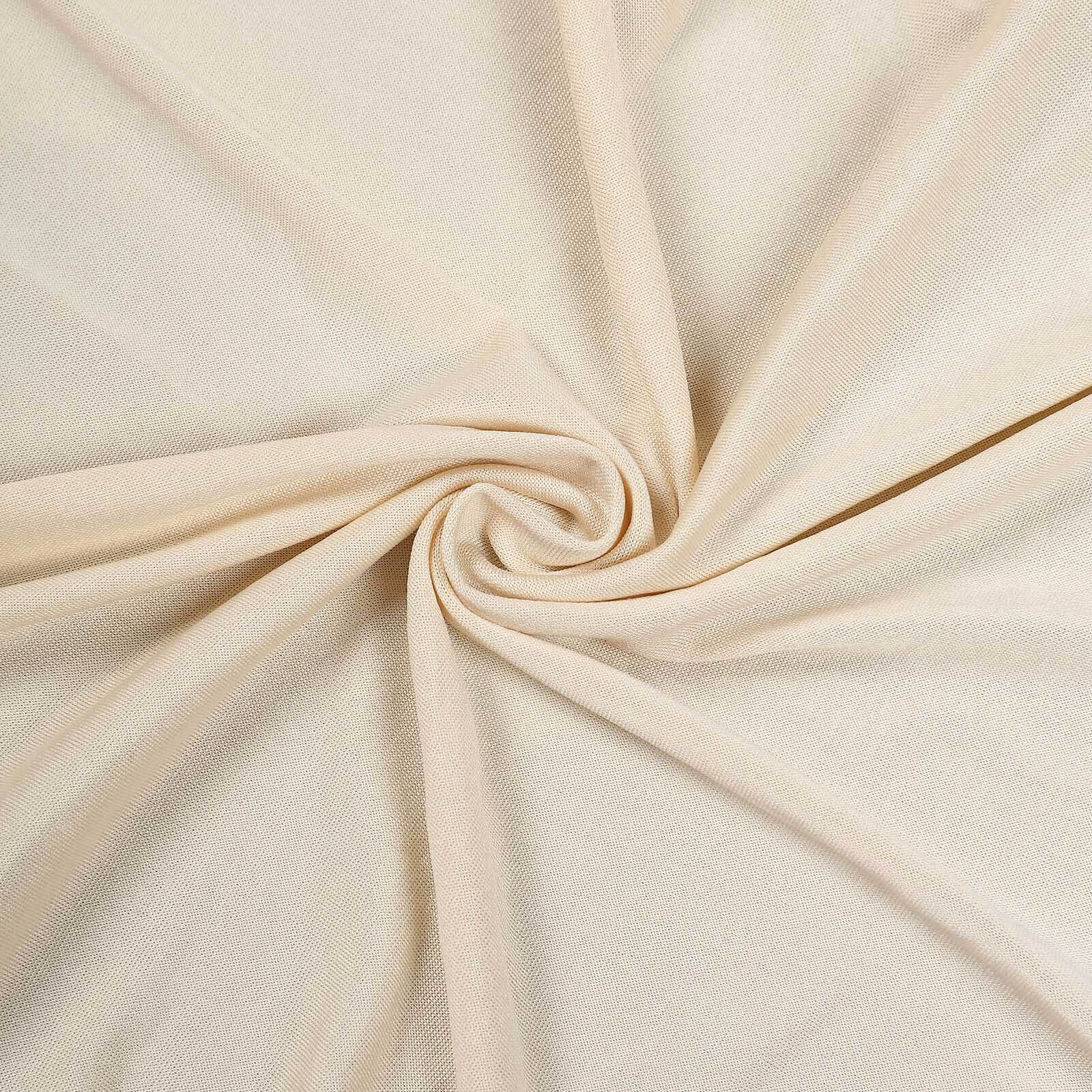 Spandex 24"-32" Round Cocktail Table Cover Beige - Easy to Maintain Stretch Fitted Highboy Tablecloth
