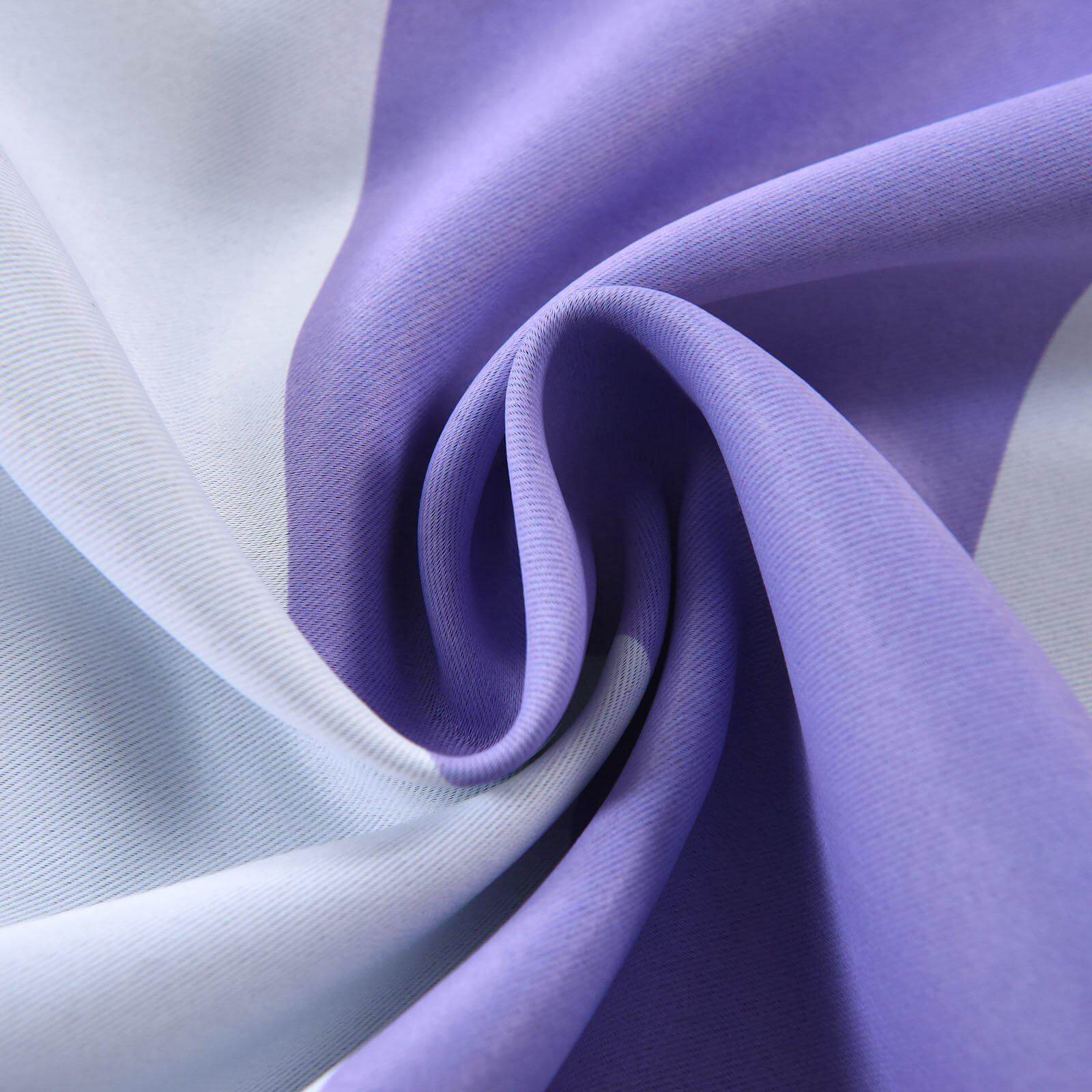 2 Pack White Lavender Lilac Cabana Stripe Thermal Blackout Curtains With Chrome Grommet Window Treatment Panels - 52"x96"