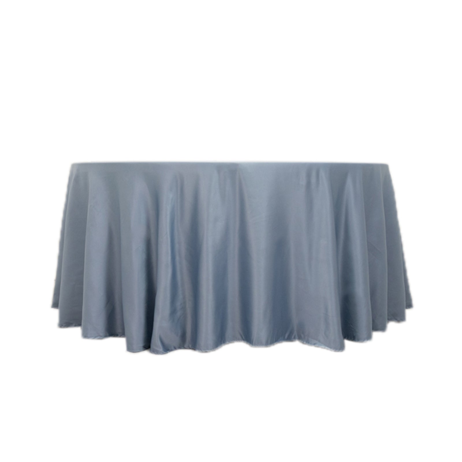 Lamour Satin 120" Round Tablecloth Dusty Blue - Seamless Table Cover with Soft Tempered Sheen