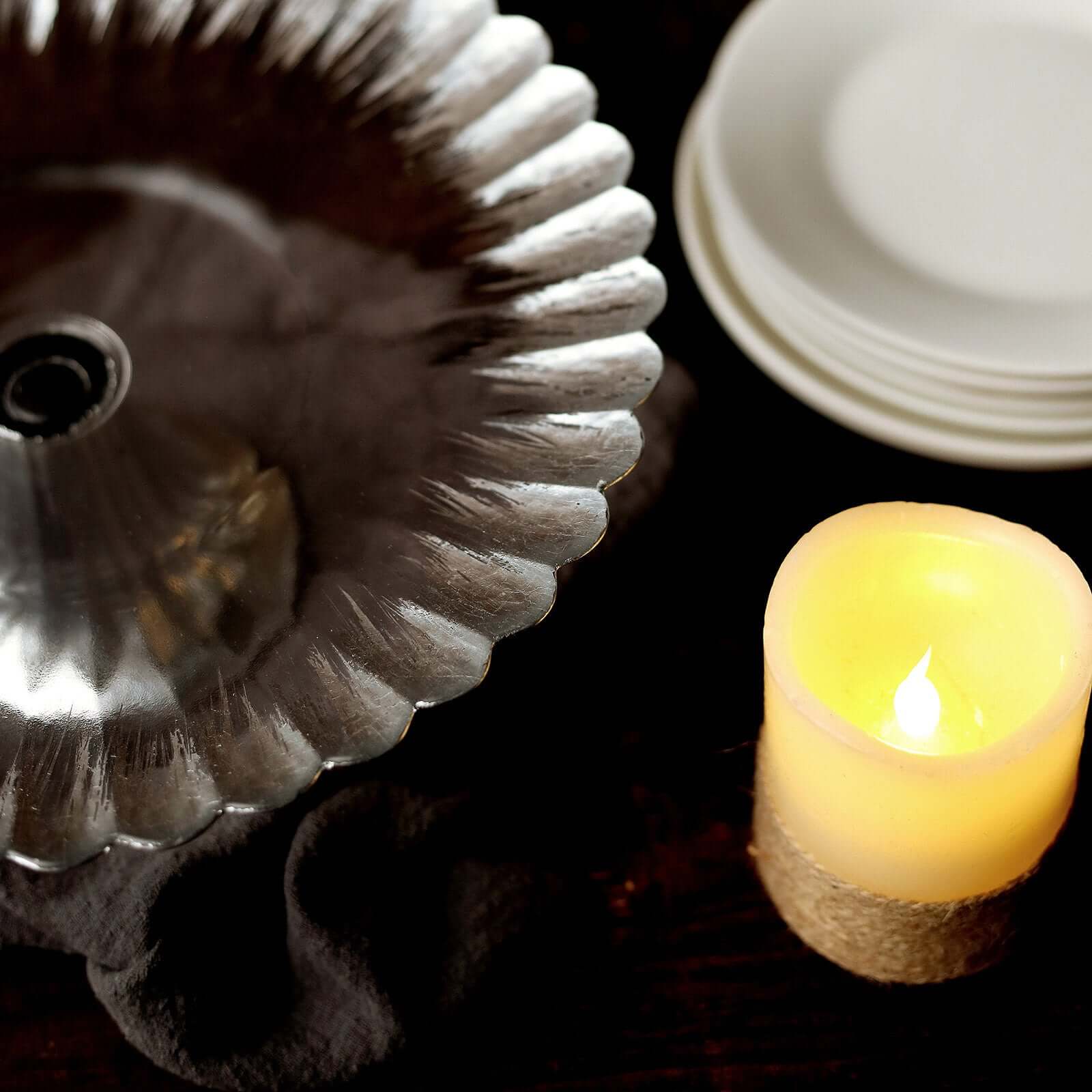 Glass Pedestal Cake Stand Wavy Edge Design Silver - Cupcake Holder and Dessert Display Plate 12"