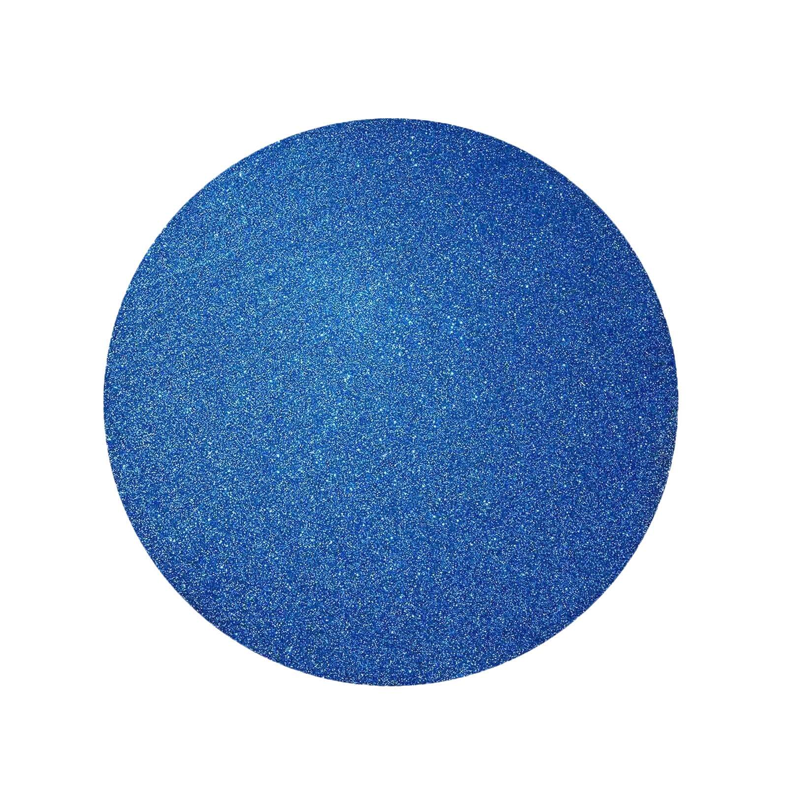 6-Pack Placemats Glitter Design Royal Blue Sparkle Round - Non-Slip Decorative Dining Table Mats 13"