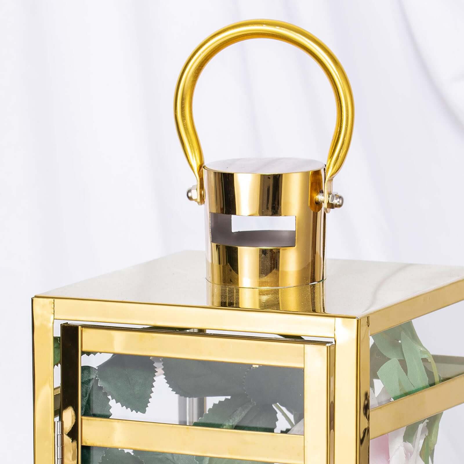 Stainless Steel Candle Lantern Vintage Top Design Gold - Outdoor Metal Patio Lantern Centerpiece 17"