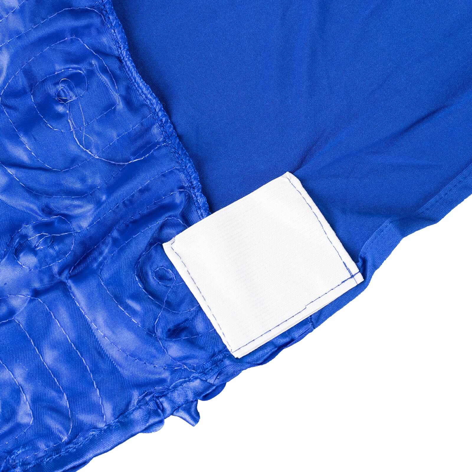 Satin Rosette Chair Cover for Banquet Chairs Royal Blue - Stretch Fitted Slip-On Slipcover