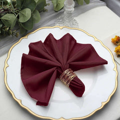 5 Pack Polyester 17"x17" Napkins Burgundy - Durable & Wrinkle Resistant Dinner Napkins