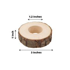 4 Pack 3" Rustic Natural Birch Wood Farmhouse Napkin Rings, Boho Napkin Holder Wood Slices
