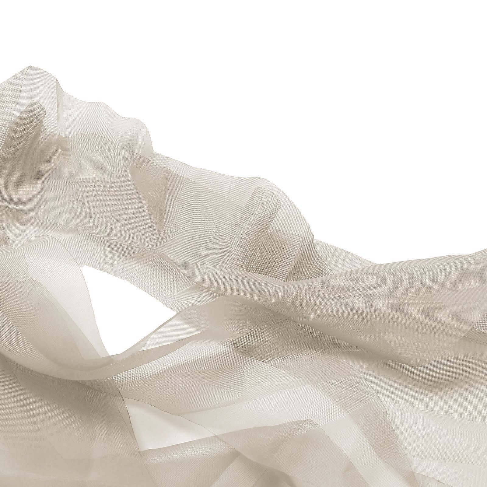Chiffon Chair Sash with Curly Design Beige - Stylish Chair Decorations