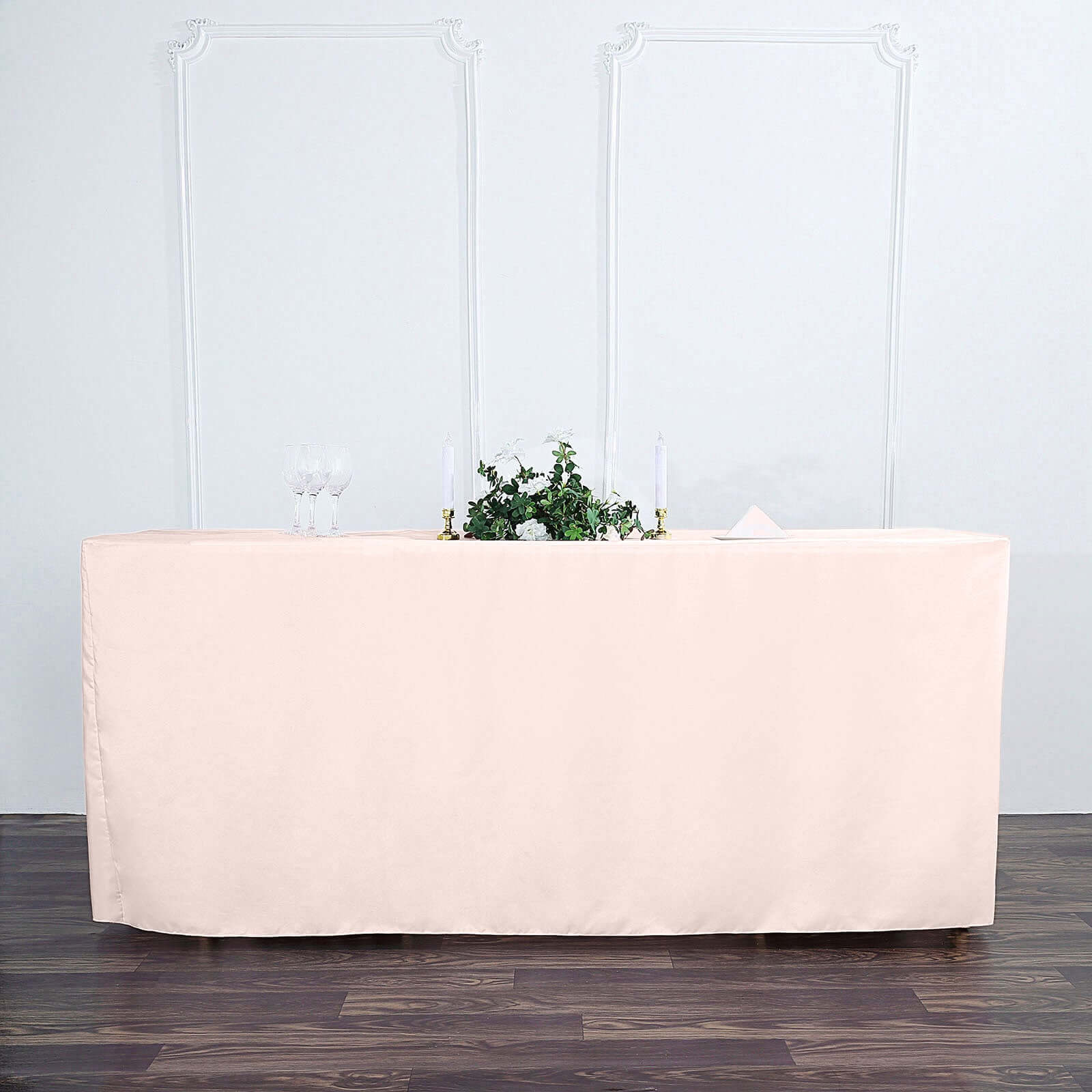 Fitted Polyester 72"x30" Rectangle Tablecloth Blush - Durable Table Cover