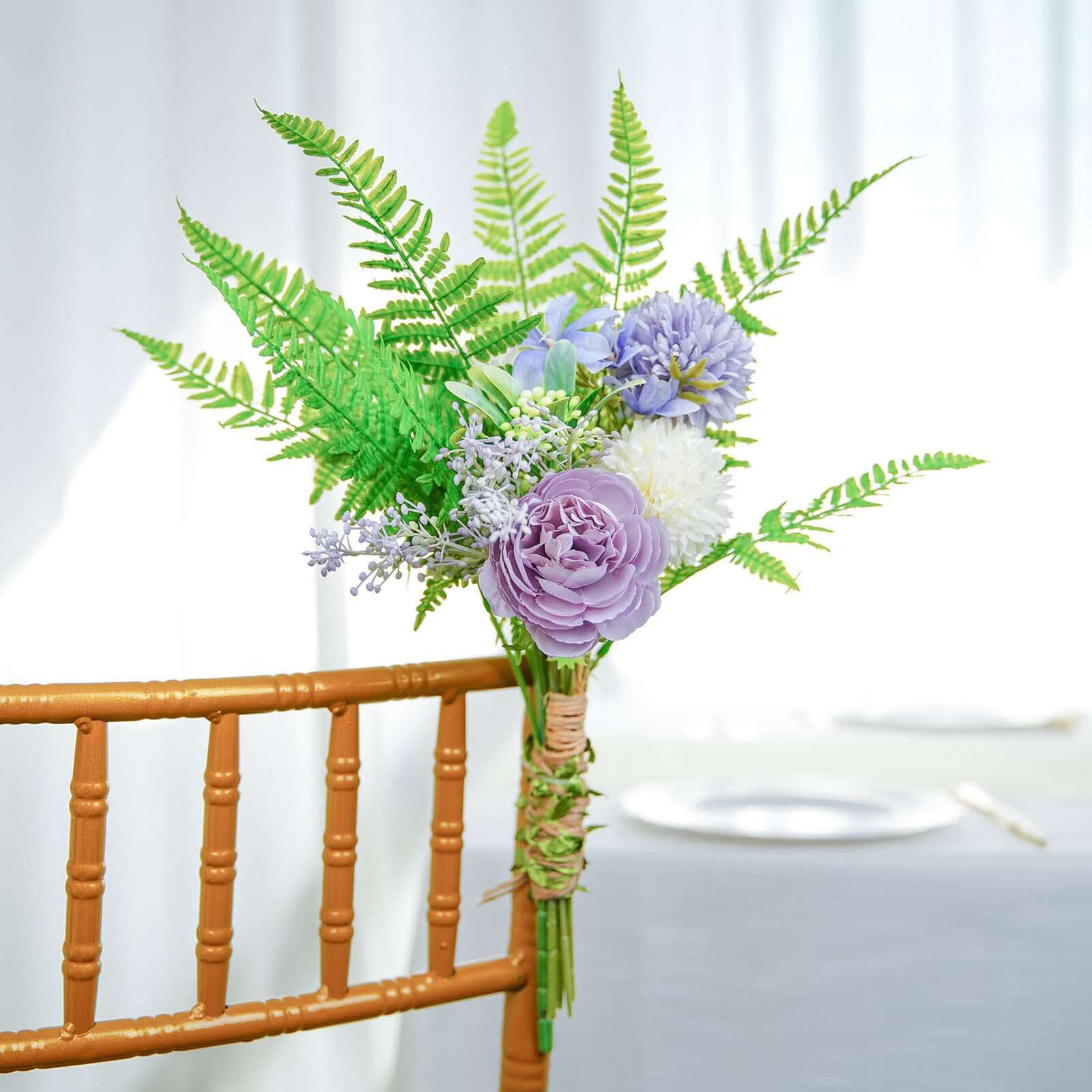 2 Stems 19" Green Artificial Boston Fern Leaf Plant Indoor Faux Spray