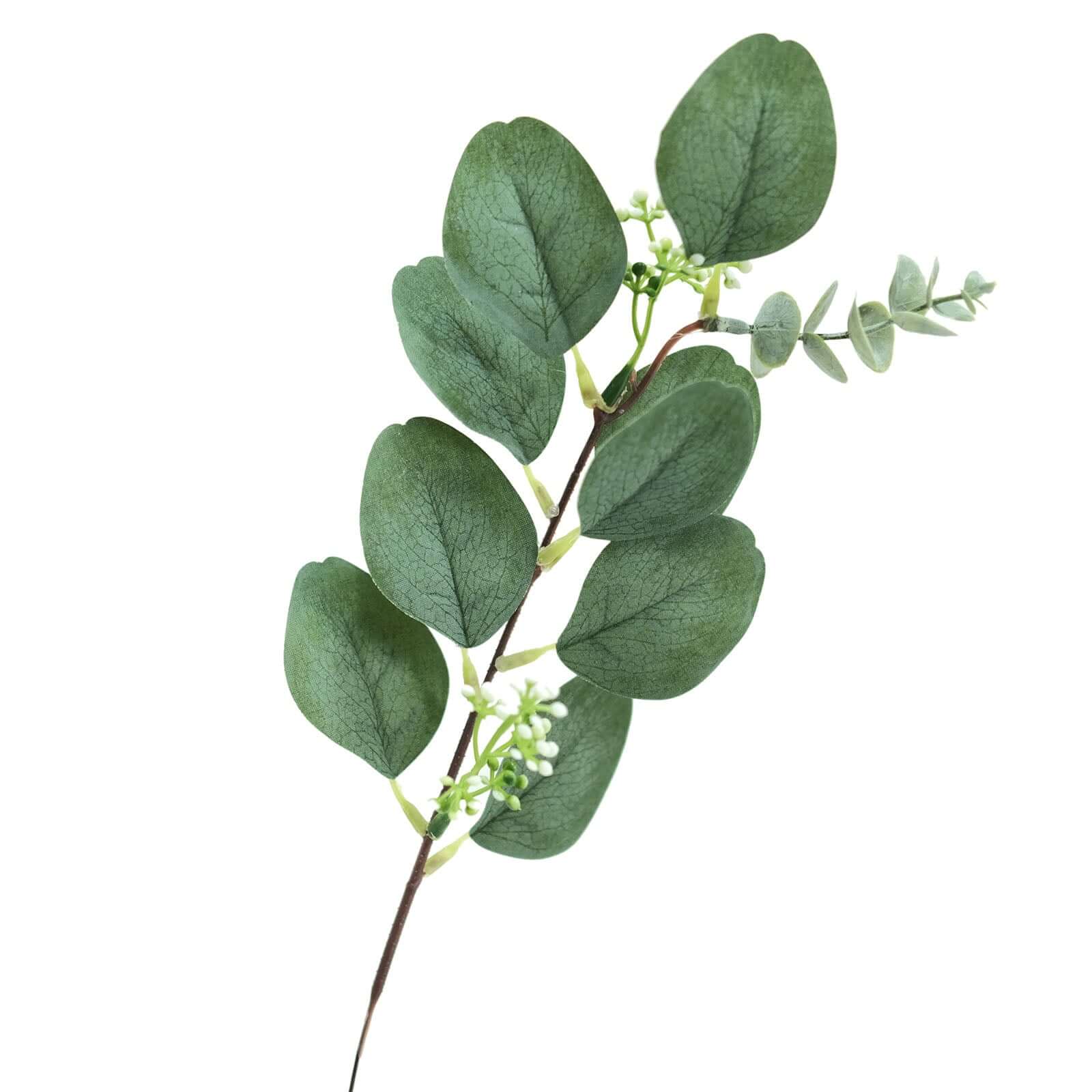 14 Stems Real Touch 12" Artificial Eucalyptus Leaf Flower Bouquet, Faux Silver Dollar Branches, Vase Floral Arrangement