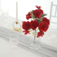 3 Pack 14" Red Artificial Silk Carnation Flower Arrangements, Faux Floral Bouquets Bushes