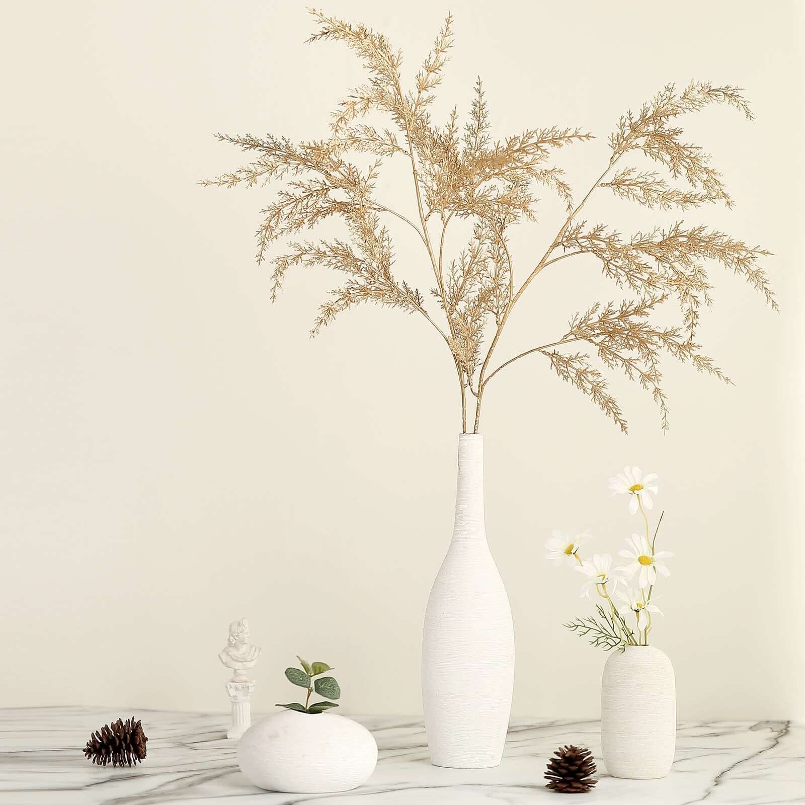2 Stems 32" Metallic Gold Artificial Fern Leaf Branch Vase Filler