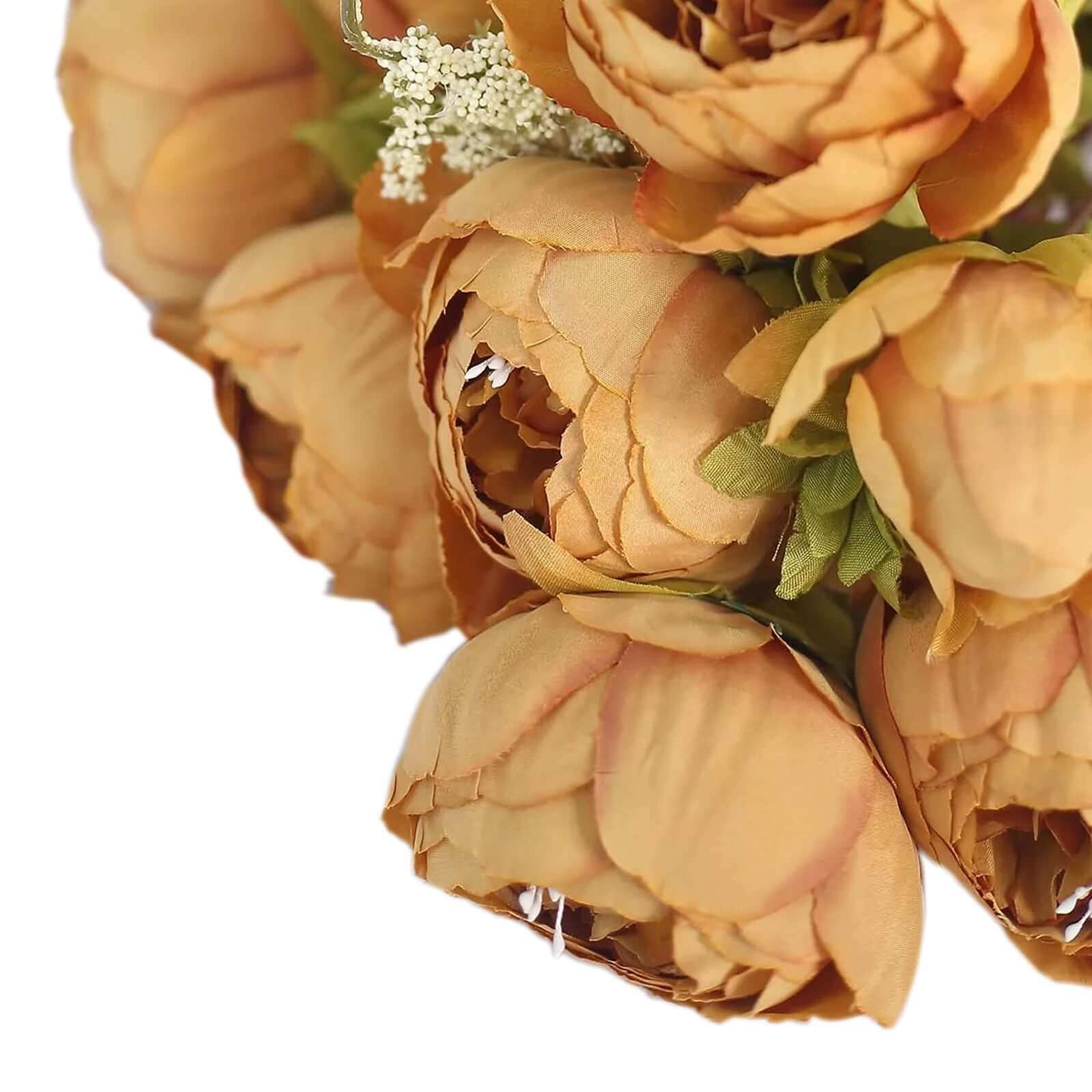 2 Pack 19" Gold Artificial Peony Flower Wedding Bouquets, Faux Silk Flower Arrangements