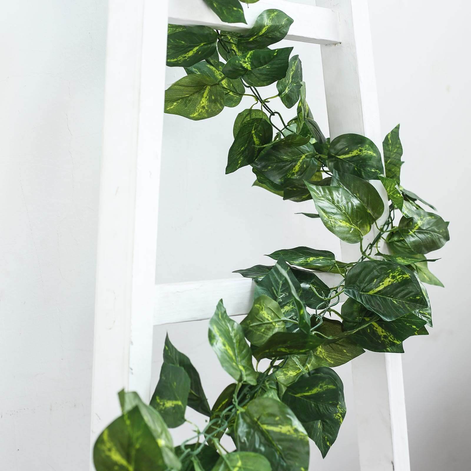 8ft Green UV Protected Artificial Silk Ivy Leaf Garland Vine, Outdoor Indoor