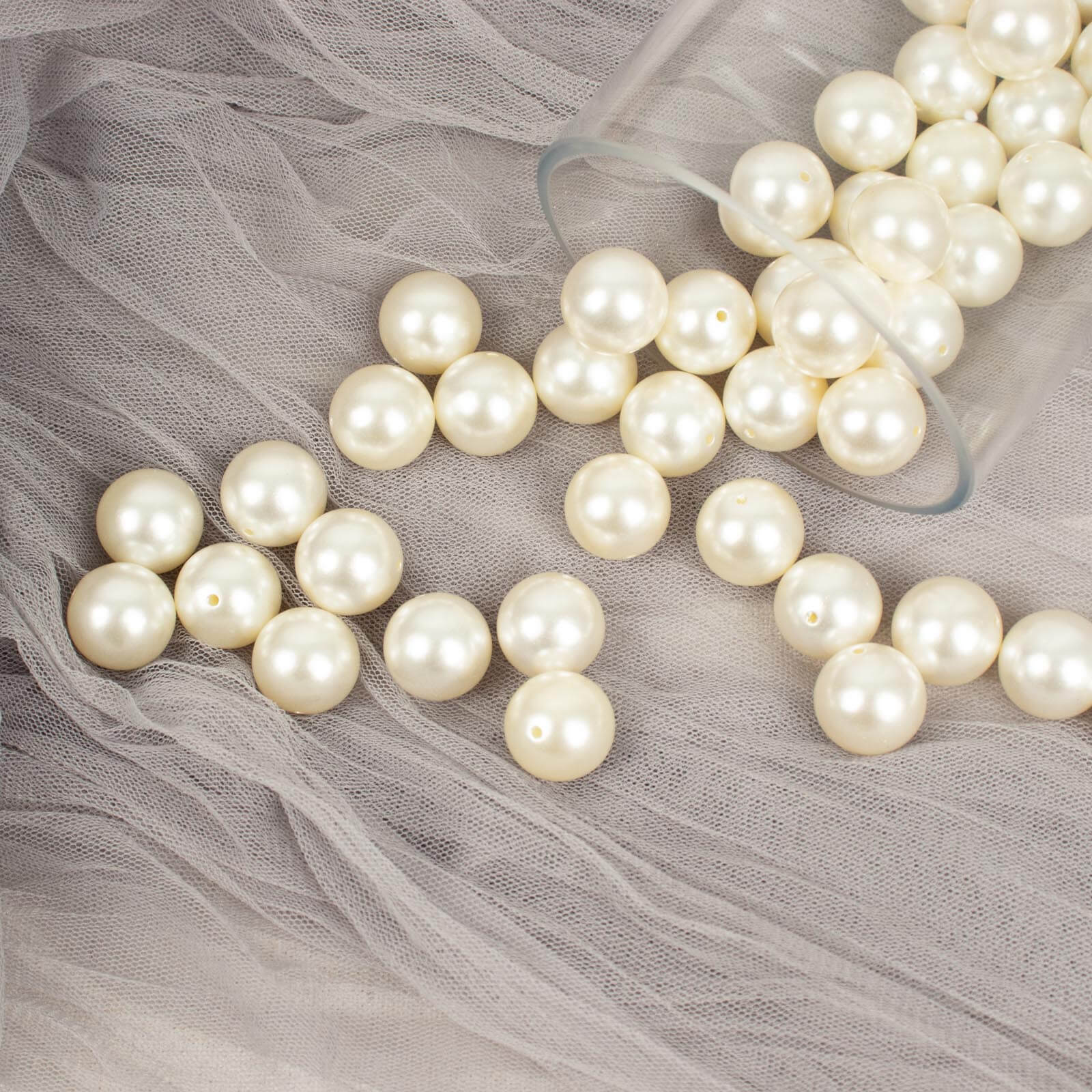 120-Pack Faux Craft Pearl Beads Ivory - Glossy Beads with Holes for Vase Filler Jewelry Making Bridal Accessories & Event Decor 20mm
