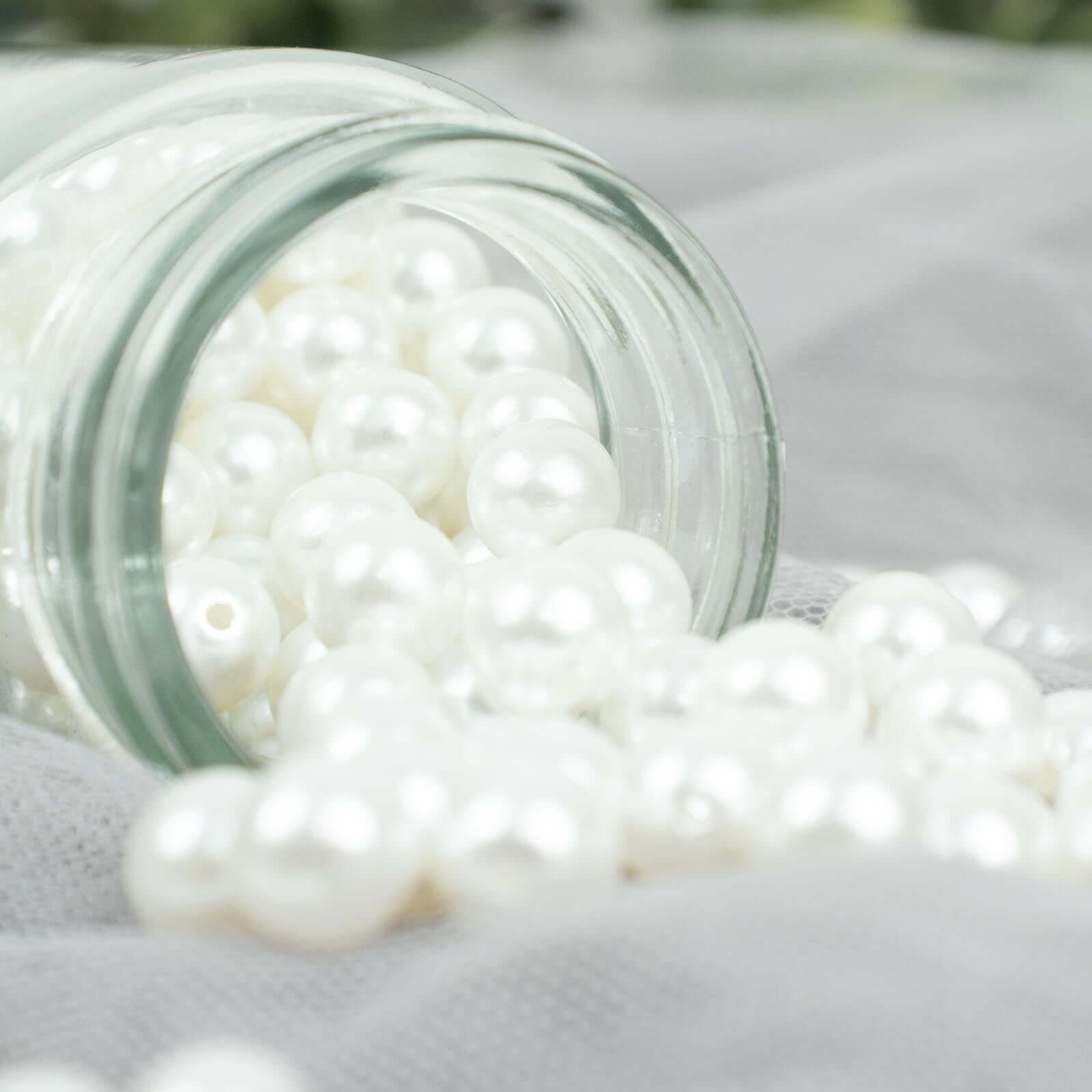 1000-Pack Faux Craft Pearl Beads White - Smooth Beads with Holes for Vase Filler Jewelry Making Bridal Accessories & Event Decor 10mm