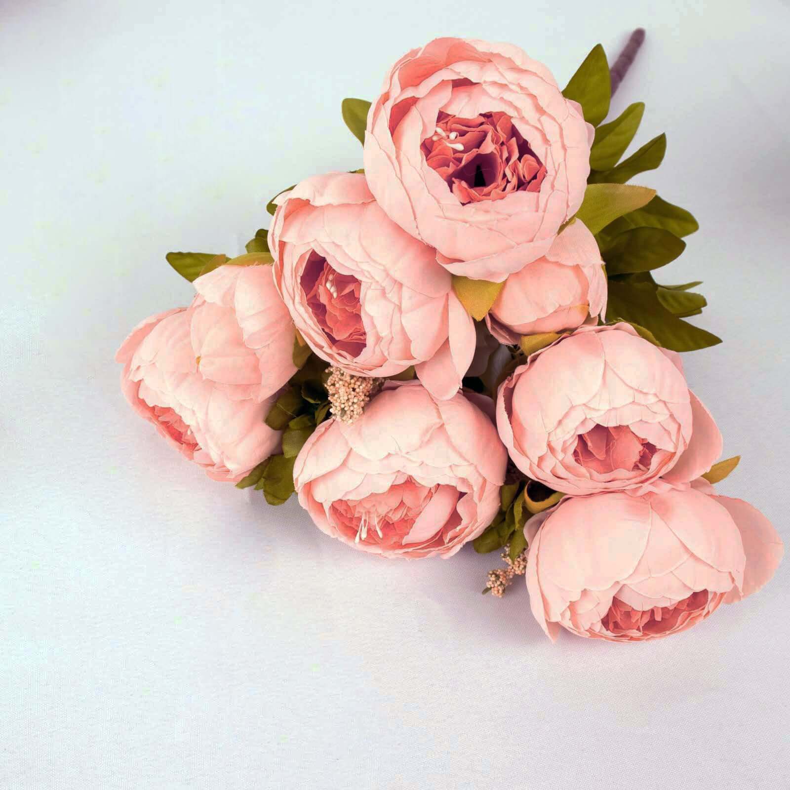 2 Pack 19" Pink Artificial Peony Flower Wedding Bouquets, Faux Silk Flower Arrangements