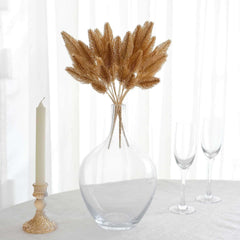4-Pack Artificial Pine Branches Metallic Gold - Flexible Faux Pine Needle Sprigs Floral Sprays for DIY Garland Wreath Holidays & Home Decor 11"