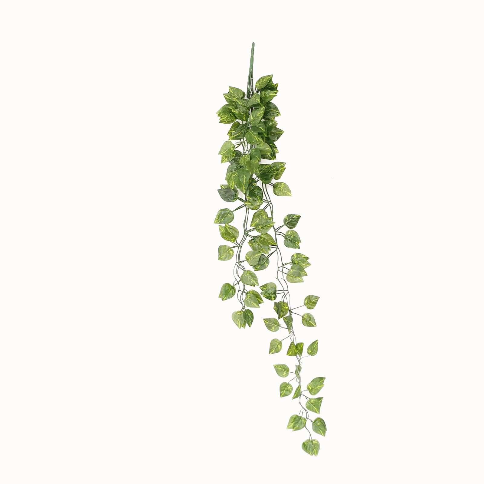 4 Pack Green Pothos Artificial Ivy Vine Hanging Plants, 3ft Fake Foliage Silk Leaves Garland