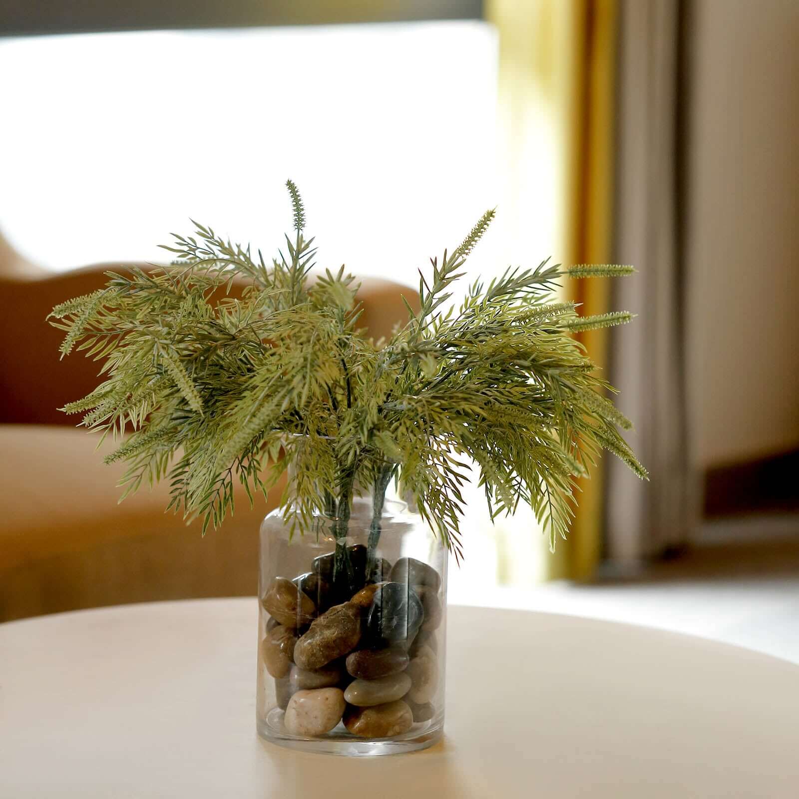 2 Bushes 15" Artificial Sagebrush Fern Stems, Indoor Faux Plants