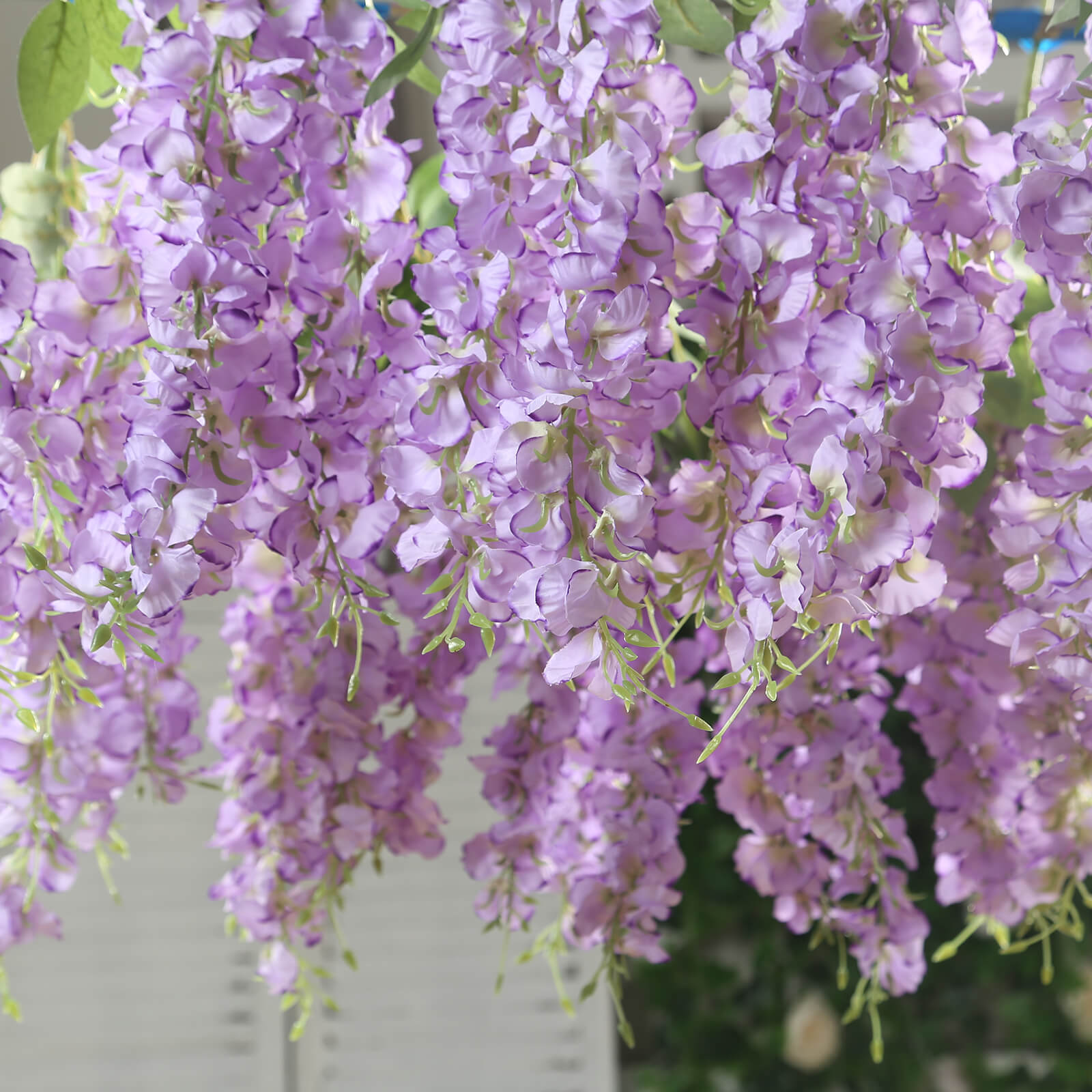6 Pack Purple Silk Wisteria Vines Hanging Plants, Long Artificial Flowers Bushes - 4 Full Strands in 1 Bush - 21"