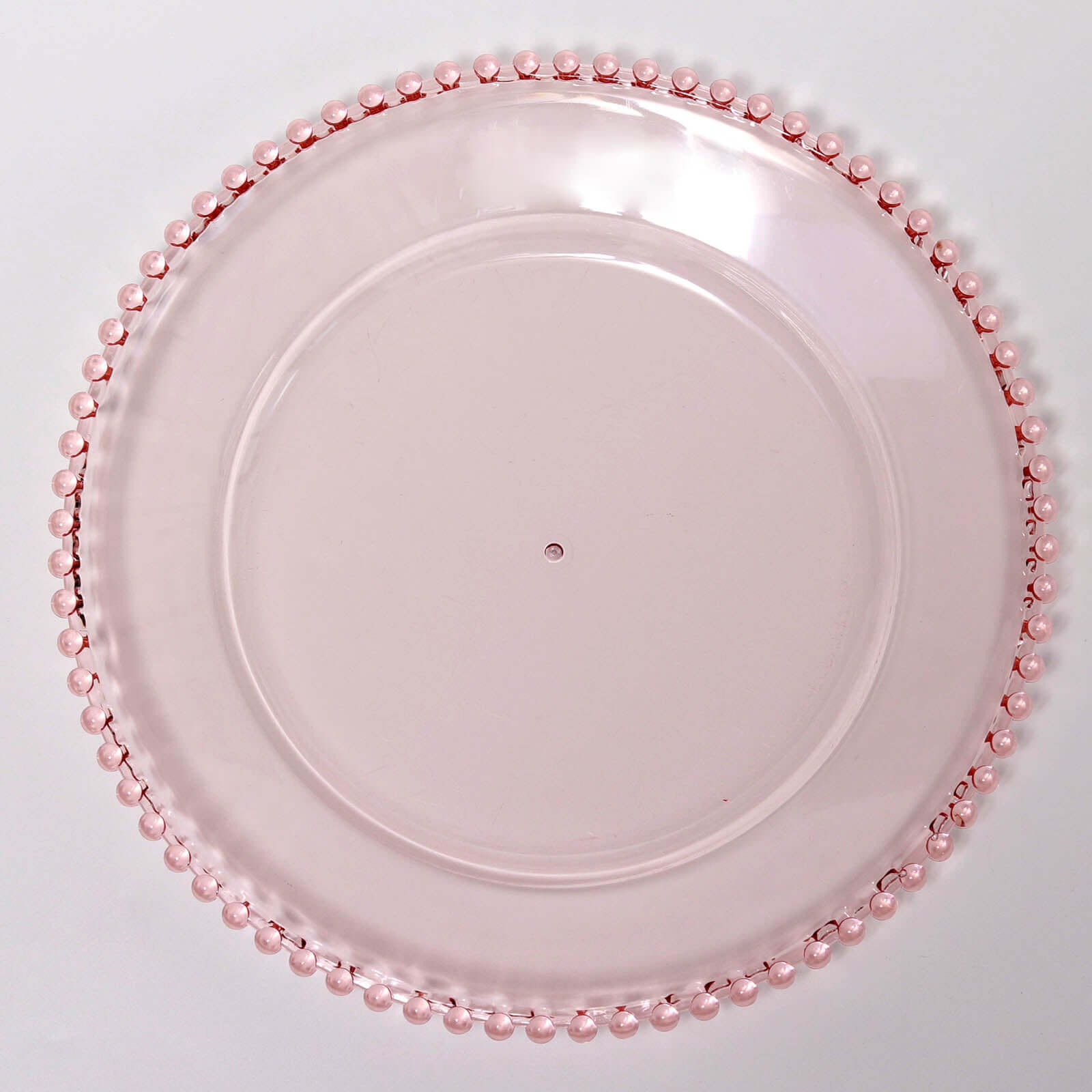 6-Pack Acrylic Round Charger Plates 13" in Transparent Blush with Beaded Rim, Decorative Dinner Party Serving Plates