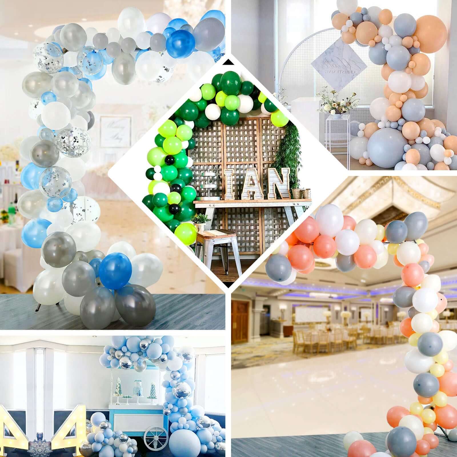 108 Pack Clear, Gray and White DIY Balloon Garland Arch Party Kit