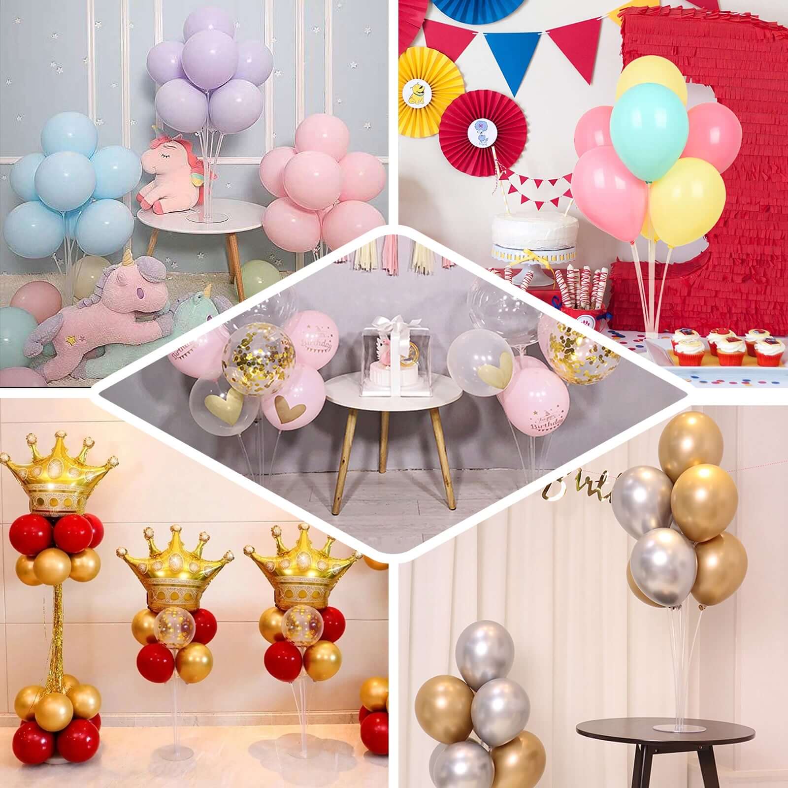 2 Pack Clear Balloon Centerpieces Holder, 30" Table Top Balloon Stand Stick Kit