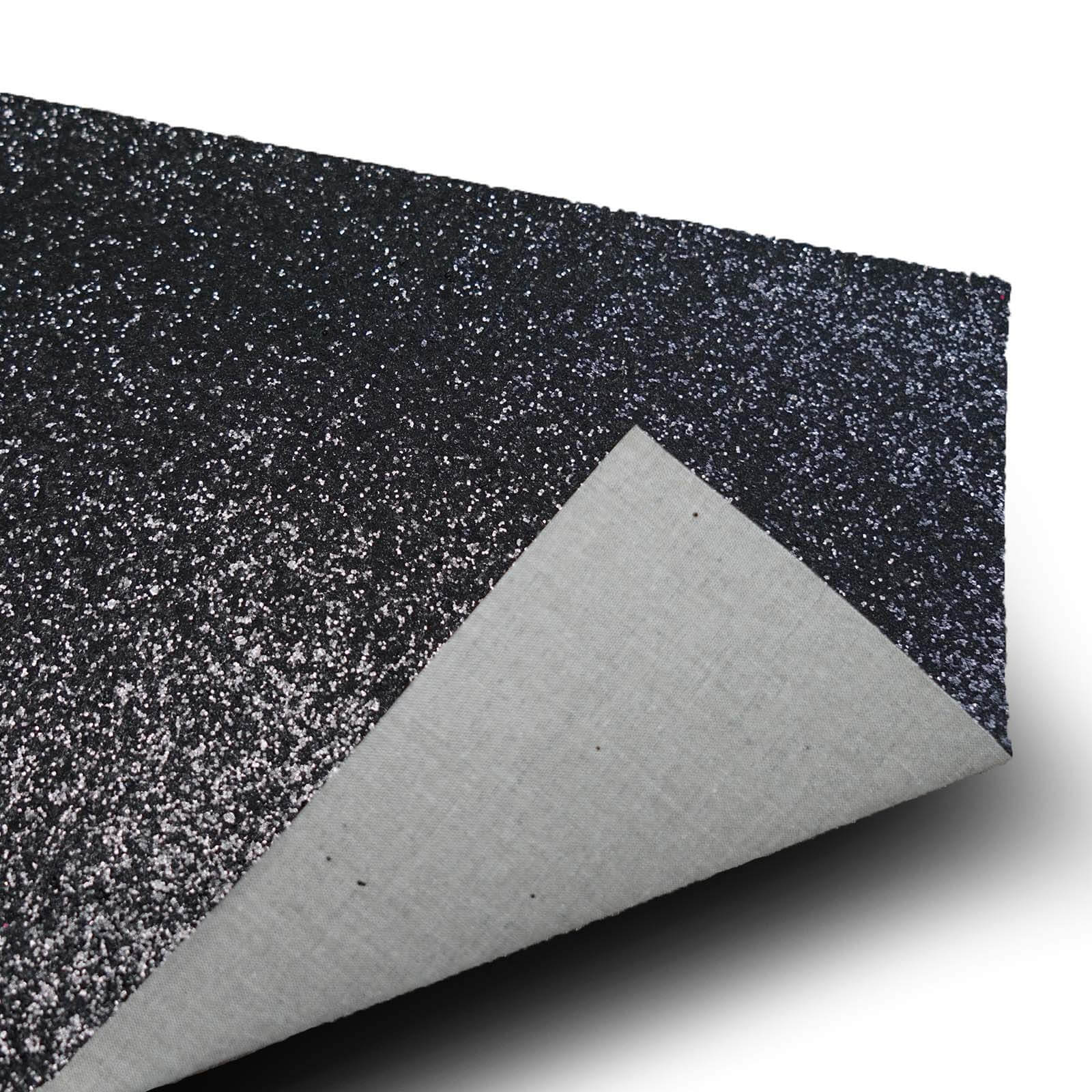 6-Pack Placemats Glitter Design Black Sparkle Rectangle - Non-Slip Decorative Dining Table Mats 12"x18"