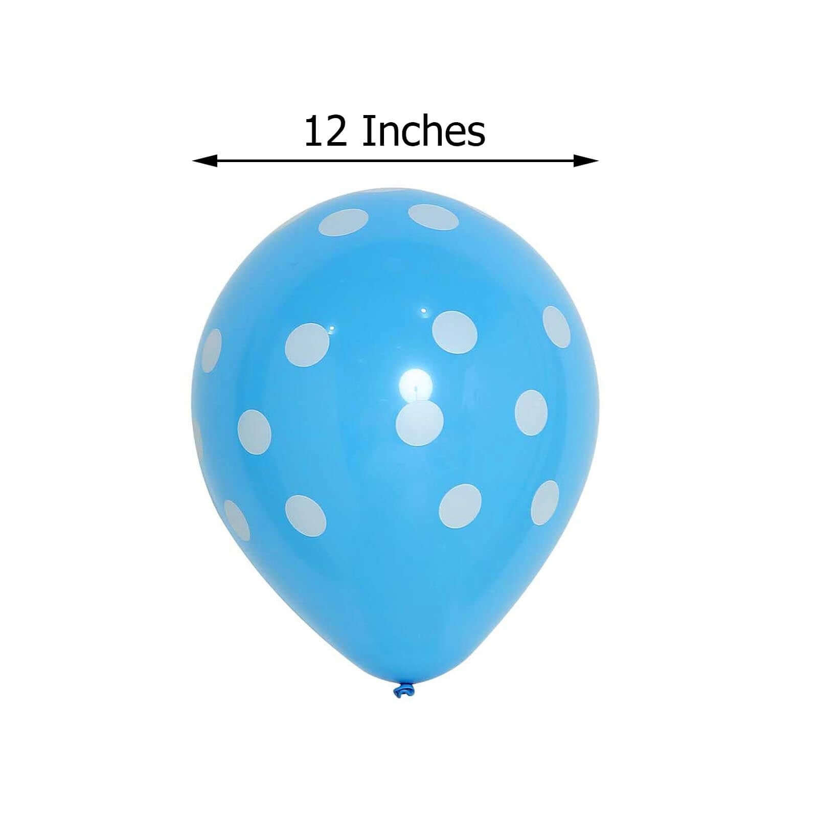 25 Pack 12" Blue and White Fun Polka Dot Latex Party Balloons