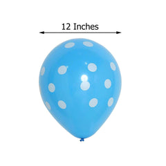 25 Pack 12" Blue and White Fun Polka Dot Latex Party Balloons