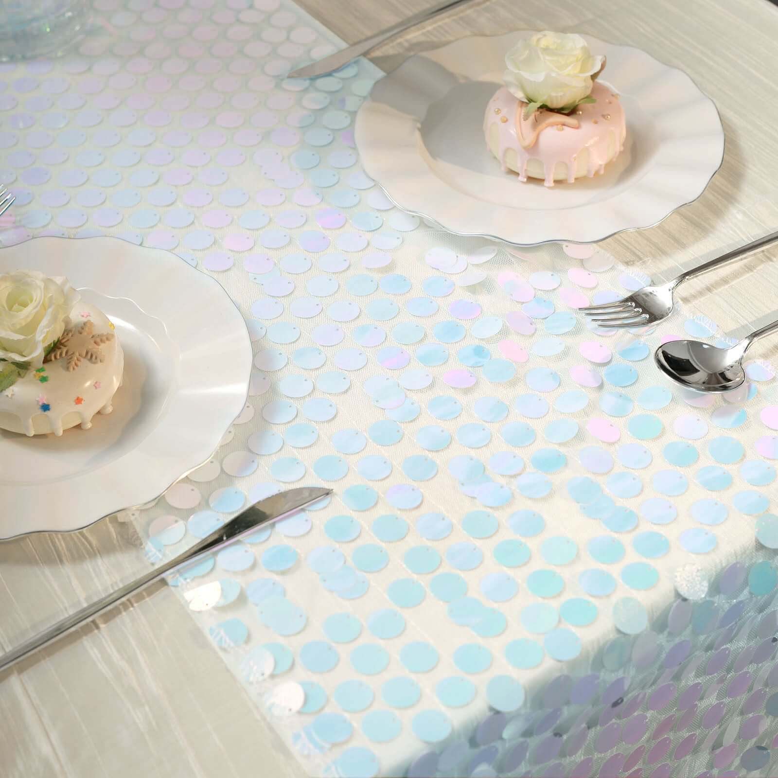 Big Payette Sequin 13"x108" Table Runner Iridescent Blue - Dazzling Design