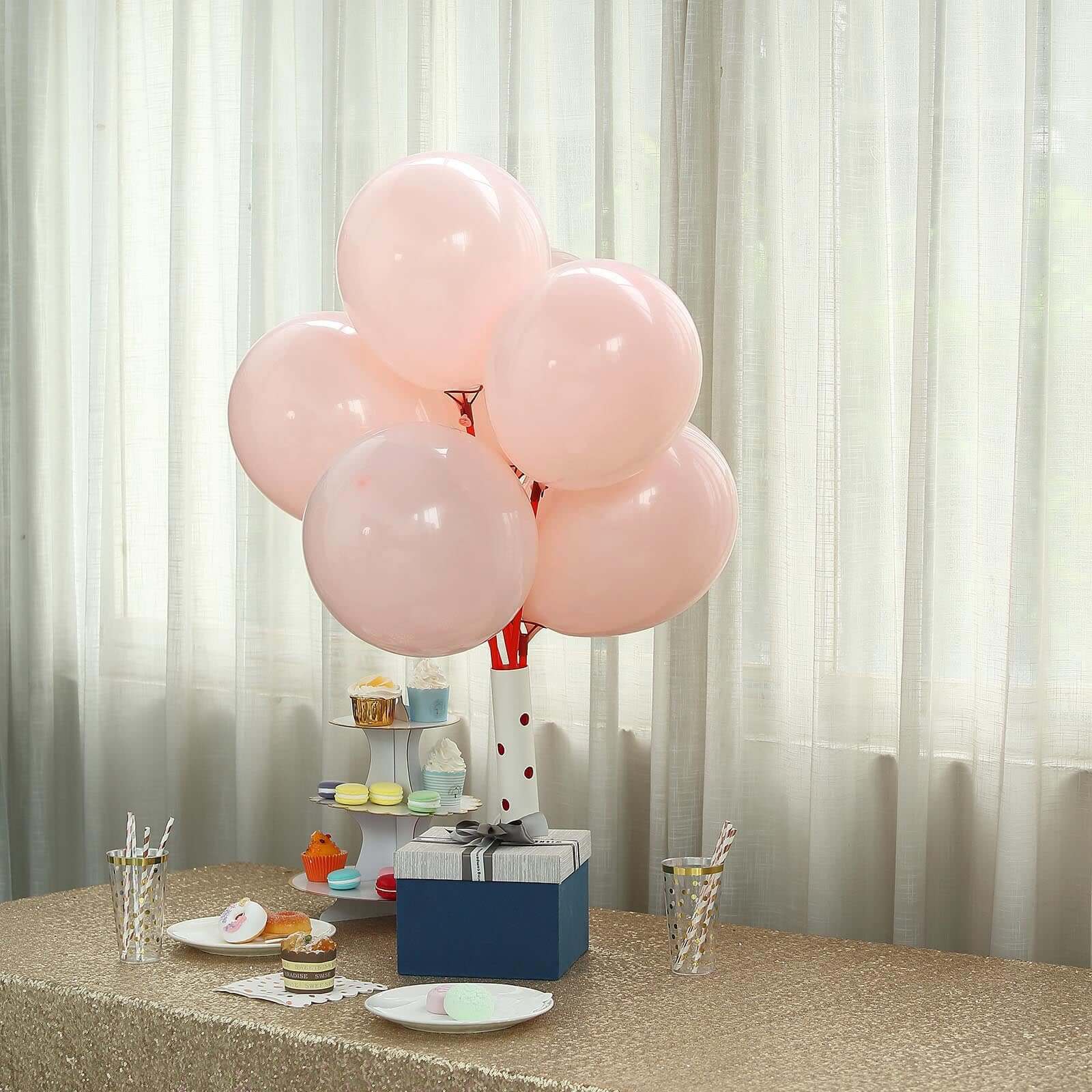 25 Pack 12" Matte Pastel Blush Helium or Air Latex Party Balloons