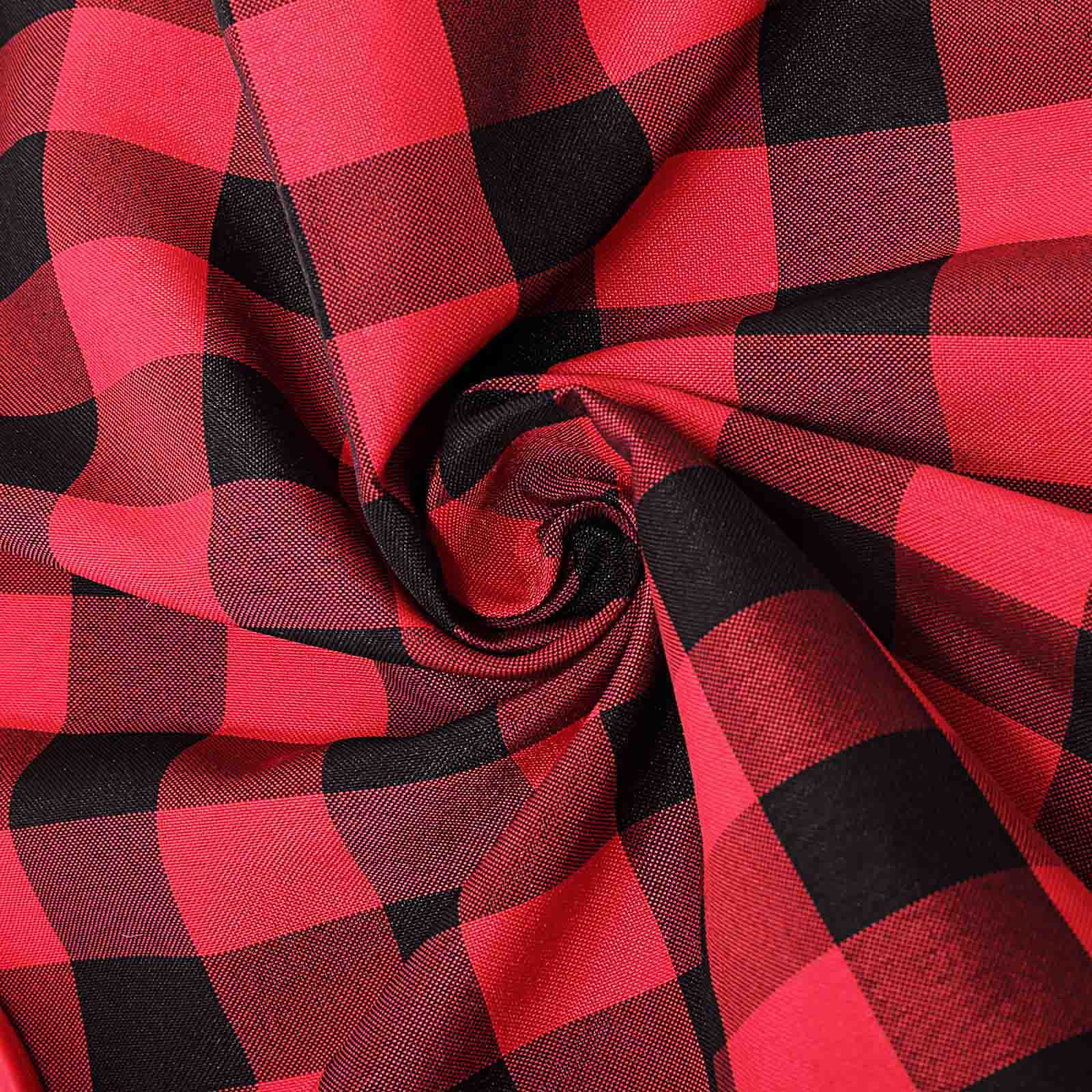 5 Pack Polyester Chair Sashes Black/Red Buffalo Plaid - Durable & Reusable Chair Bows 6"x108"