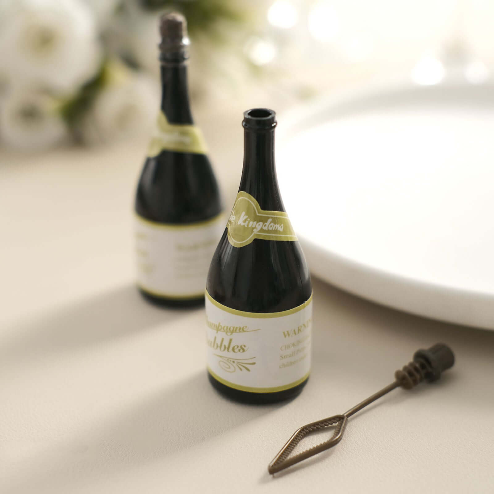 24 Pack Mini 4" Champagne Bottle Event Favor Bubbles, Wedding Shower Bubbles