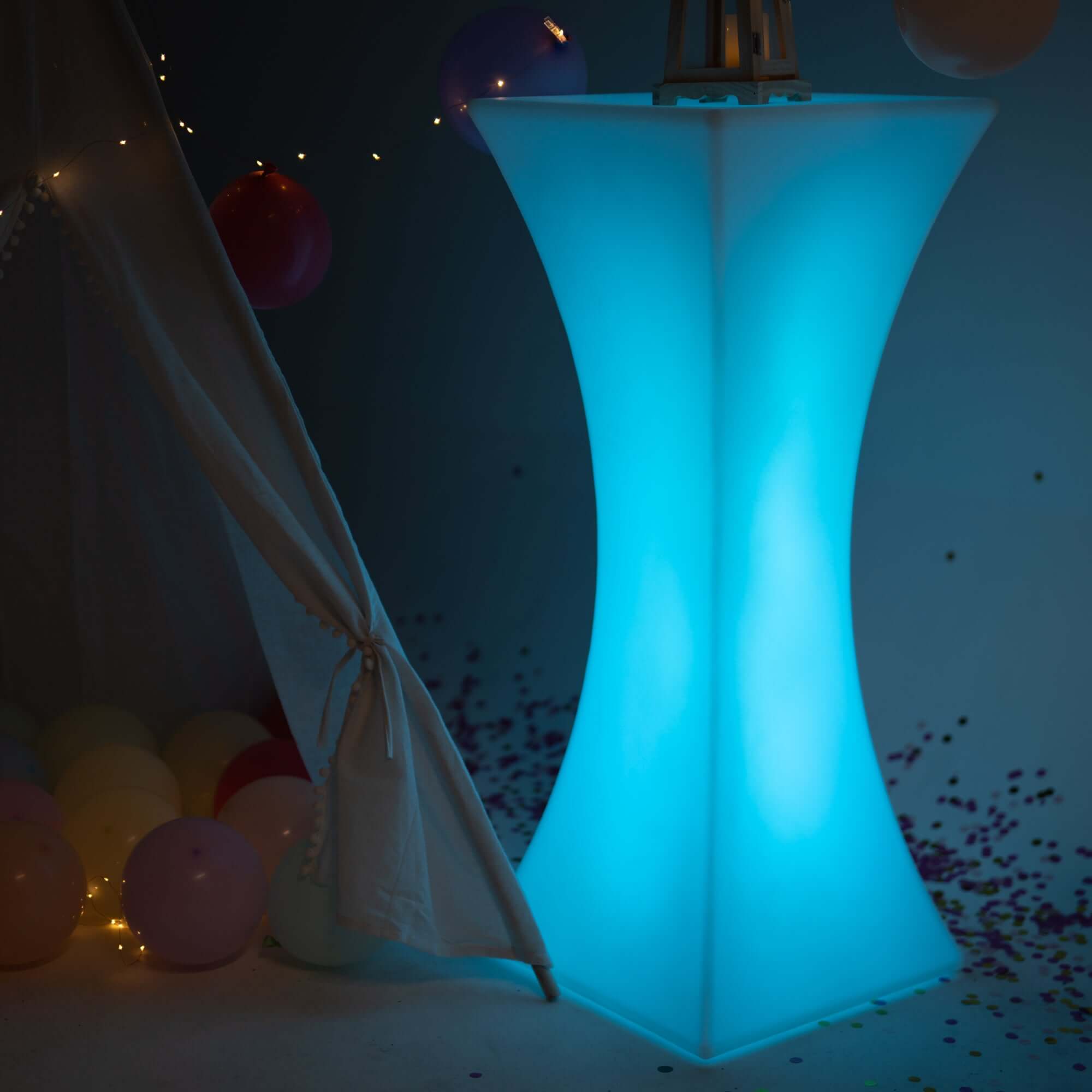 18"x43" Color Changing Cordless LED Light Up Cocktail Table, Rechargeable Waterproof Illuminated Furniture