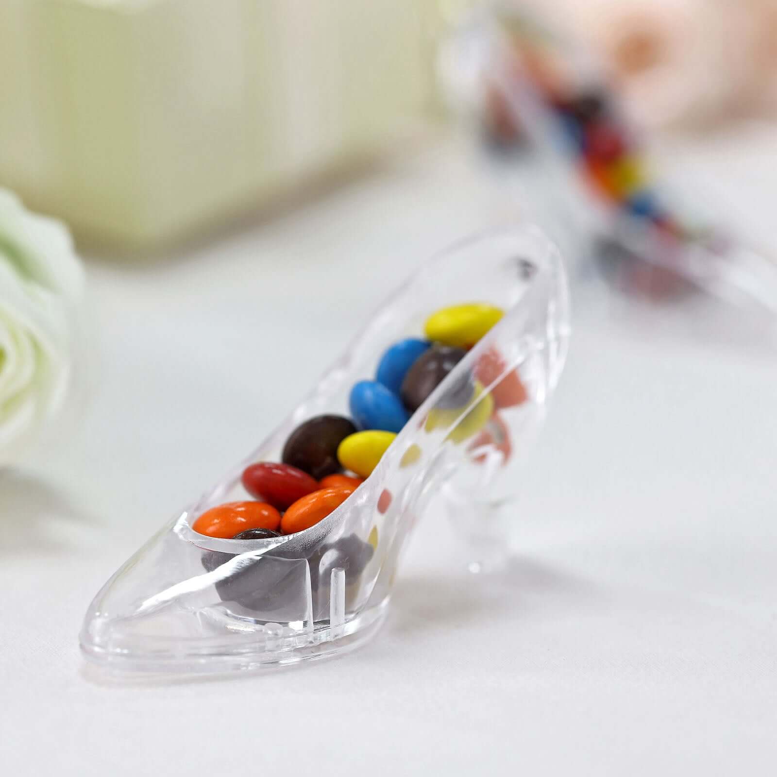 12 Pack 3" Clear Cinderella Princess Slippers Party Decor Gift Favor, Candy Container Treats Display
