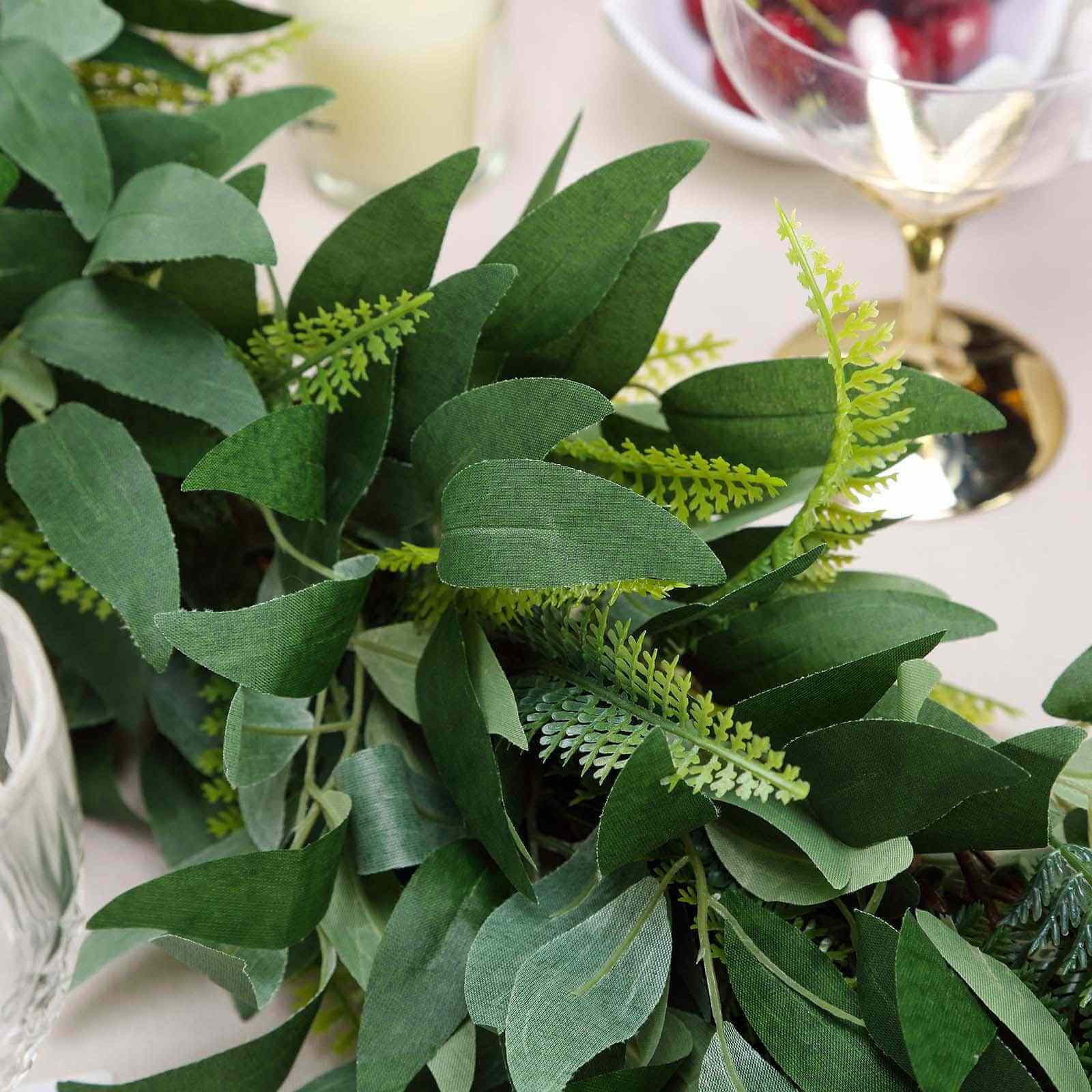 4ft Real Touch Green Artificial Willow and Frond Leaves Garland Vine