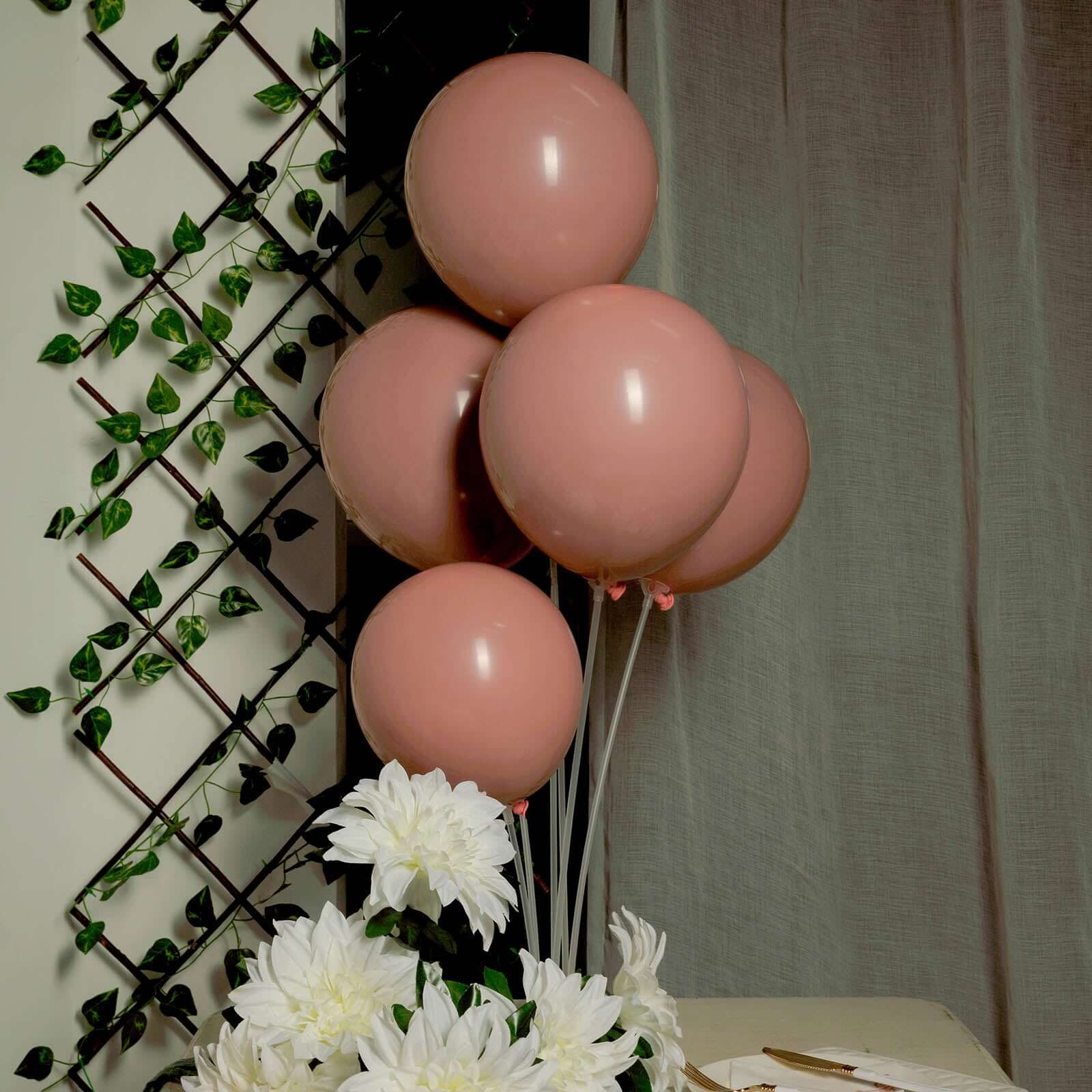 25 Pack 10" Matte Dusty Rose Double Stuffed Prepacked Latex Balloons