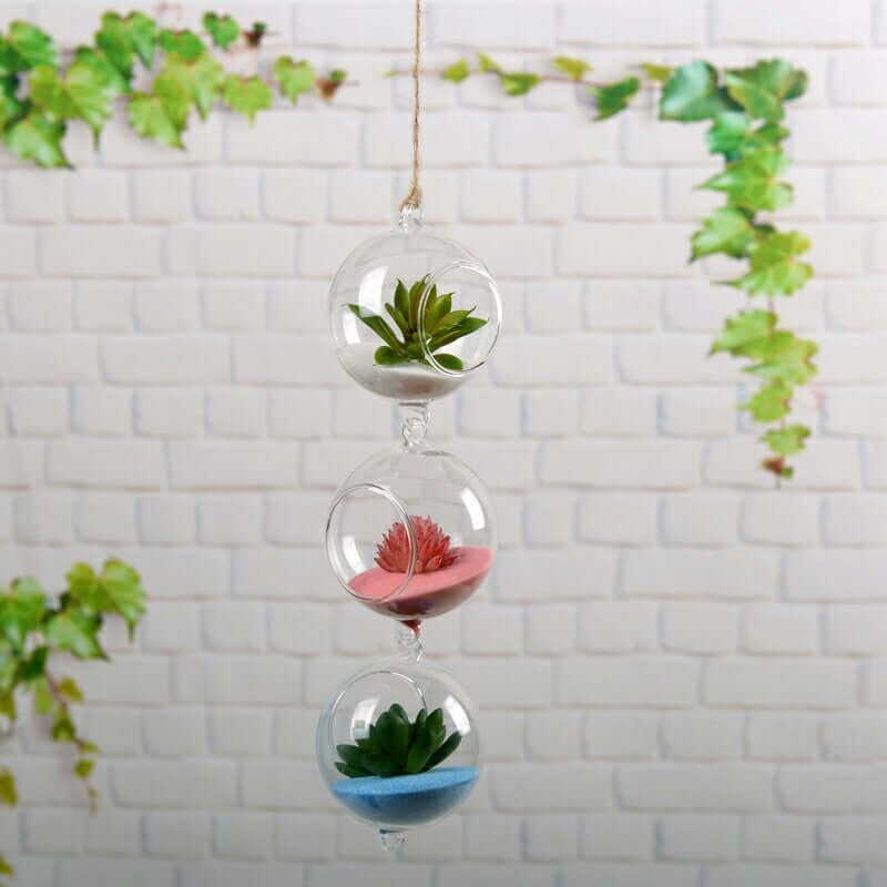 4-Pack Glass Terrarium Hanging Globe Design Free-Falling - Modern Planter for Air Plants & Displays 4"