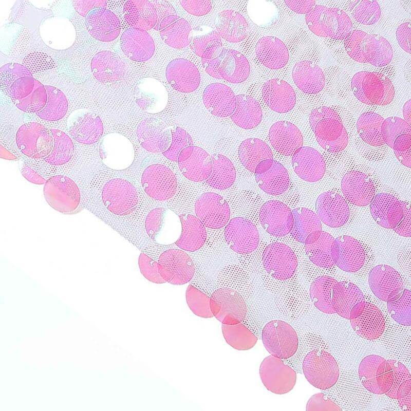 5 Pack Big Payette Sequin 13"x10" Chair Sash Bands Iridescent - Stylish Glittering Decor for Weddings & Gatherings